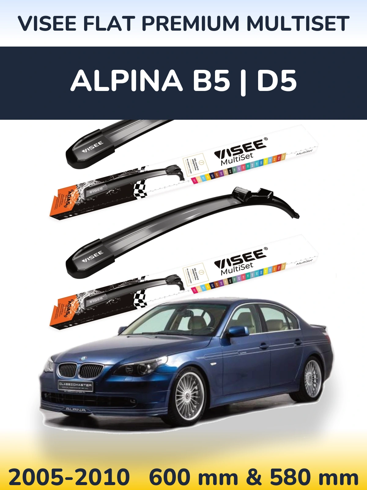 Torkarblad VISEE FLAT PREMIUM MultiSet för Alpina B5 | D5