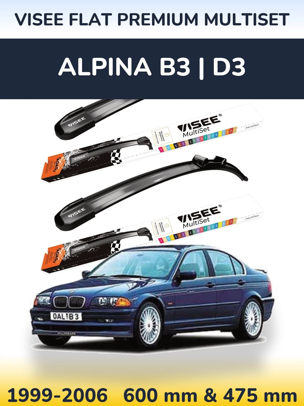 Torkarblad VISEE FLAT PREMIUM MultiSet för Alpina B3 | D3