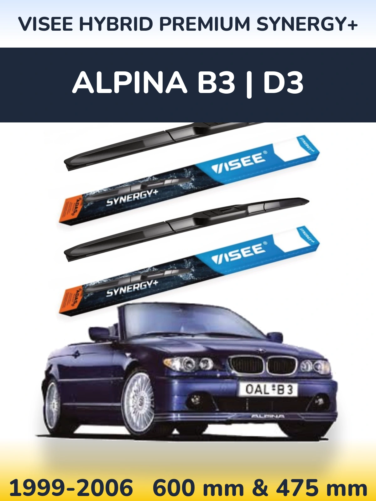 Torkarblad VISEE HYBRID PREMIUM SYNERGY+ för Alpina B3 | D3