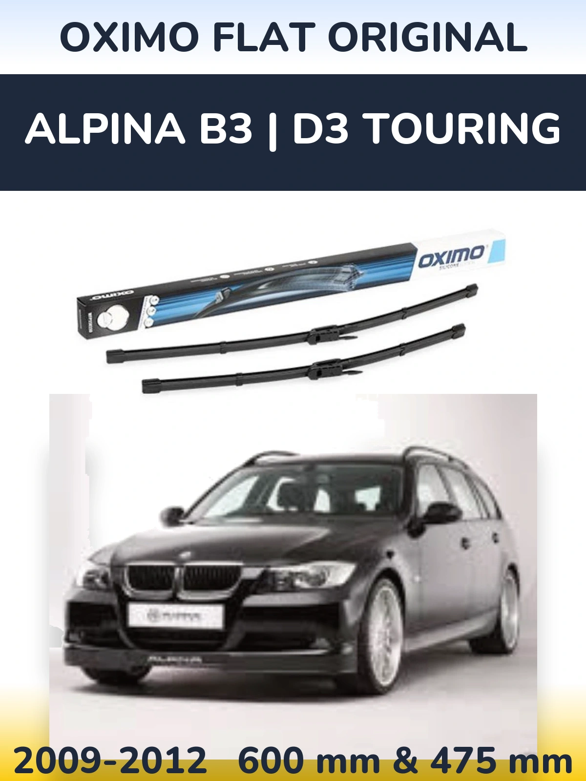 Комплект передних дворников Oximo Flat Original 600 & 475 мм для Alpina B3 | D3 Touring 2009-2012