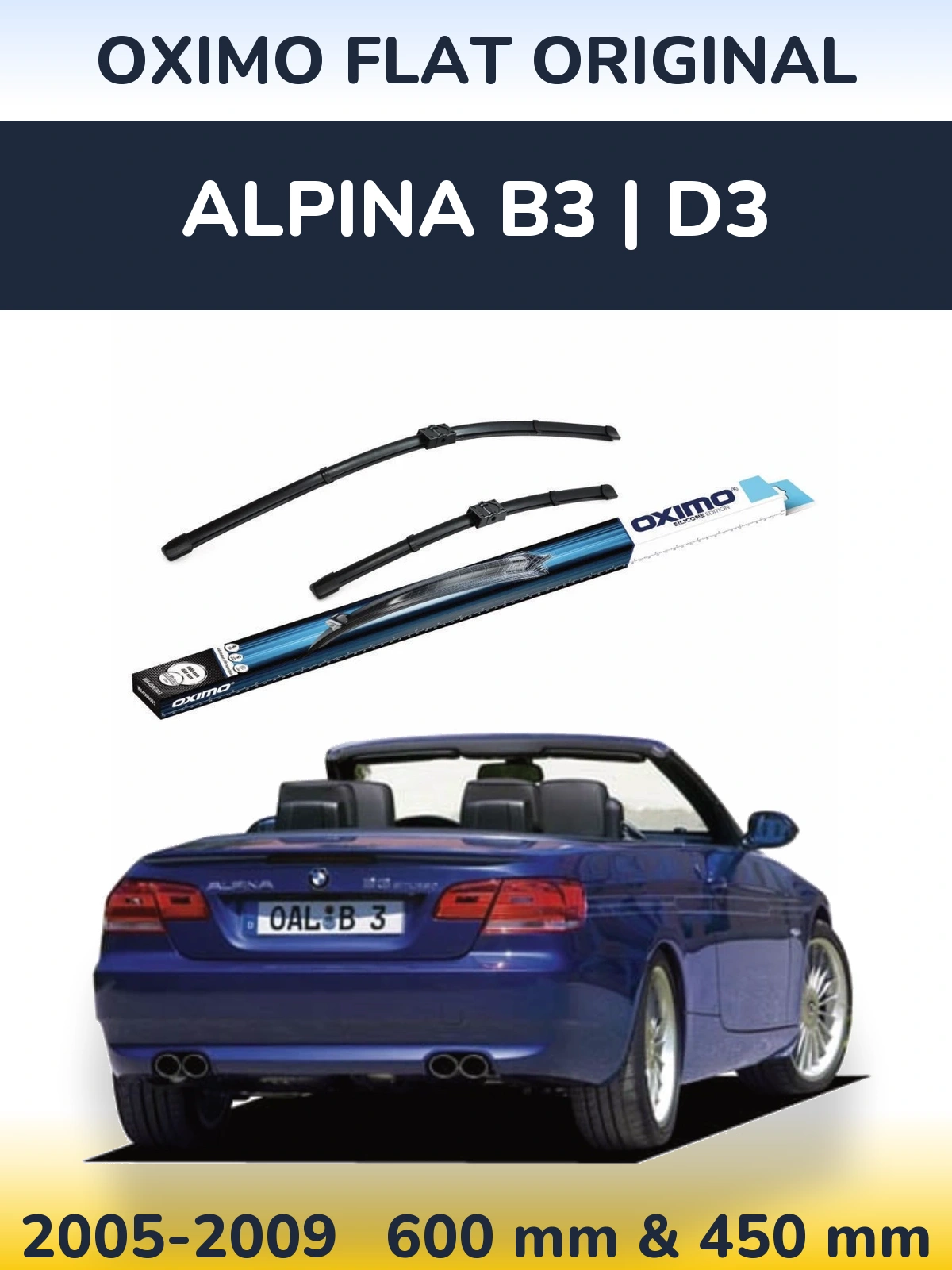 Комплект передних дворников Oximo Flat Original 600 & 400 мм для Alpina B3 | D3 2005-2009