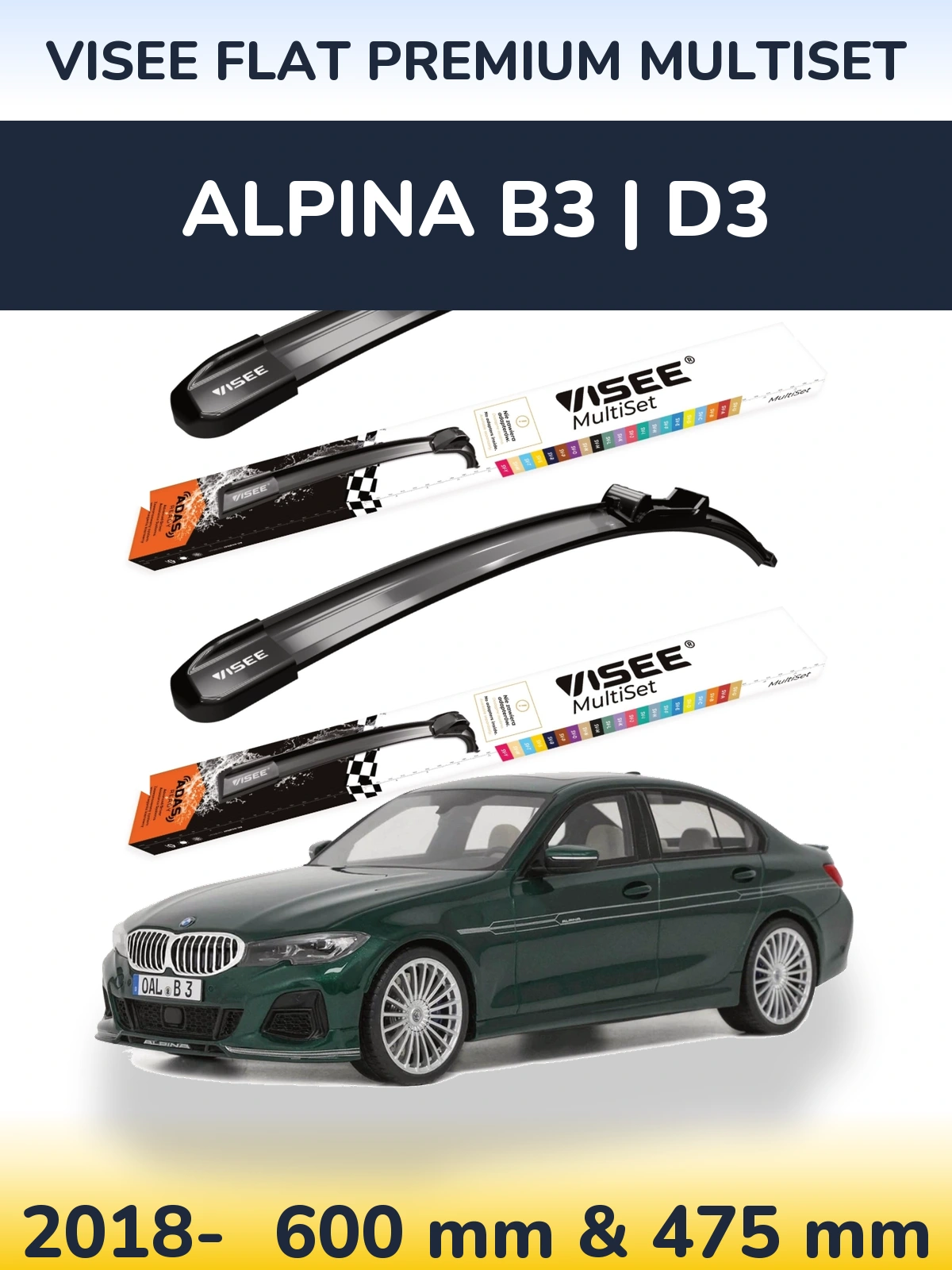 Torkarblad VISEE FLAT PREMIUM MultiSet för Alpina B3 | D3