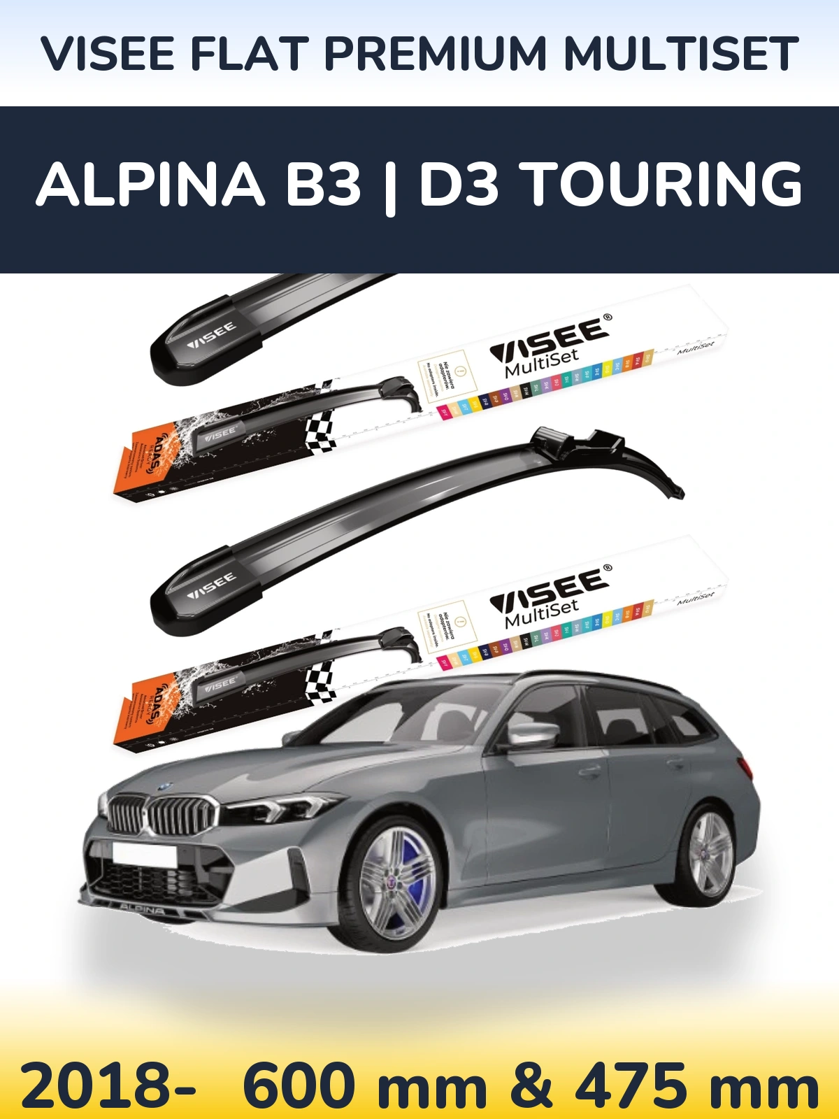 Torkarblad VISEE FLAT PREMIUM MultiSet för Alpina B3 | D3 Touring
