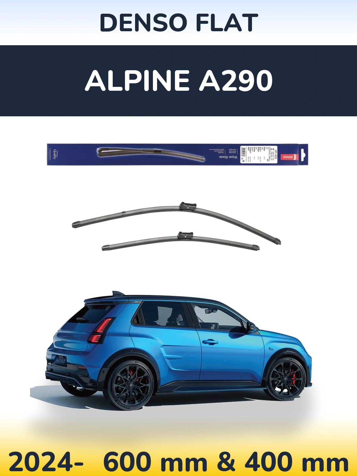 Комплект передних дворников Denso Flat 600 & 400 мм для Alpine A290 2024-2026