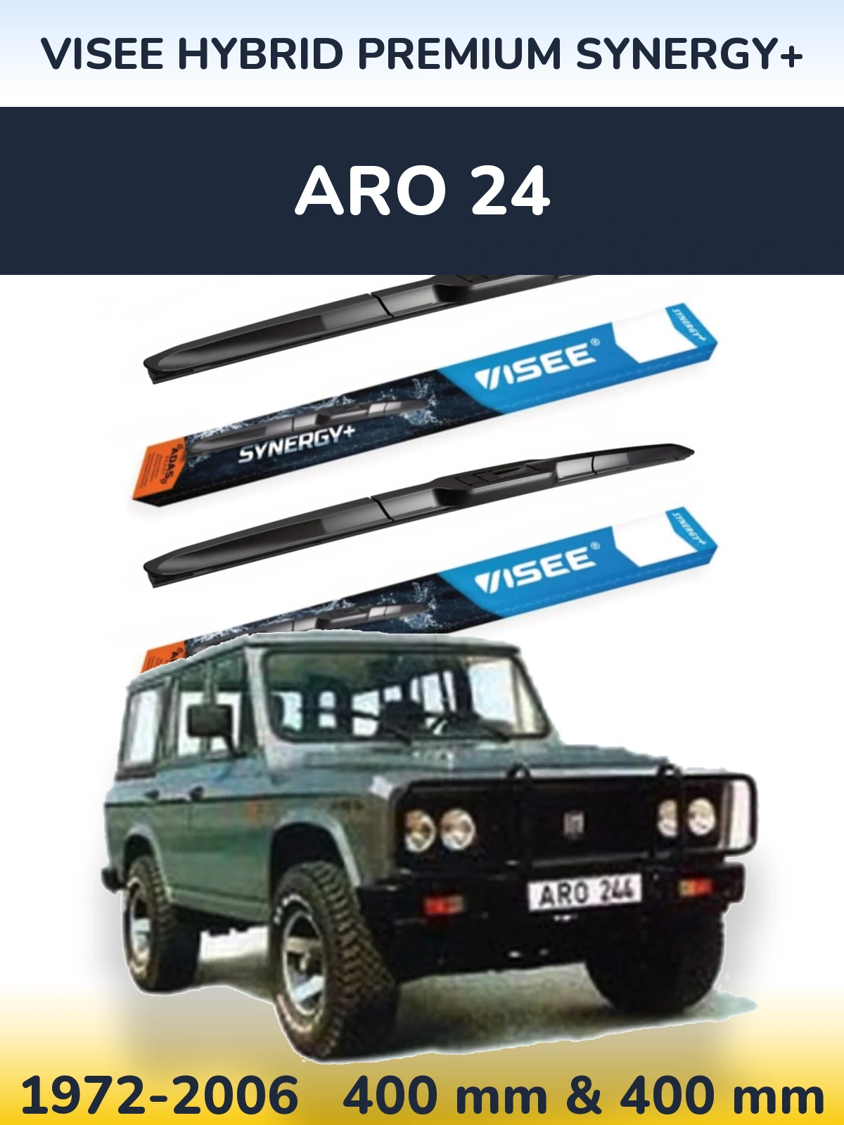 Комплект передніх щіток VISEE HYBRID PREMIUM SYNERGY+ 400 & 400 мм для ARO 24 1972-2006