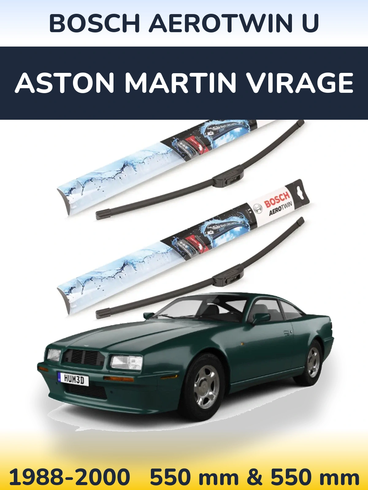Комплект передніх щіток BOSCH AeroTwin U 550 & 550 мм для Aston Martin Virage 1988-2000
