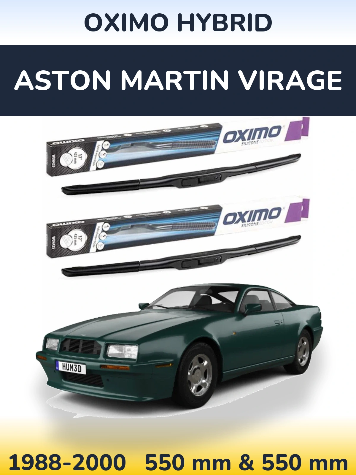 Комплект передних дворников Oximo Hybrid 550 & 550 мм для Aston Martin Virage 1988-2000