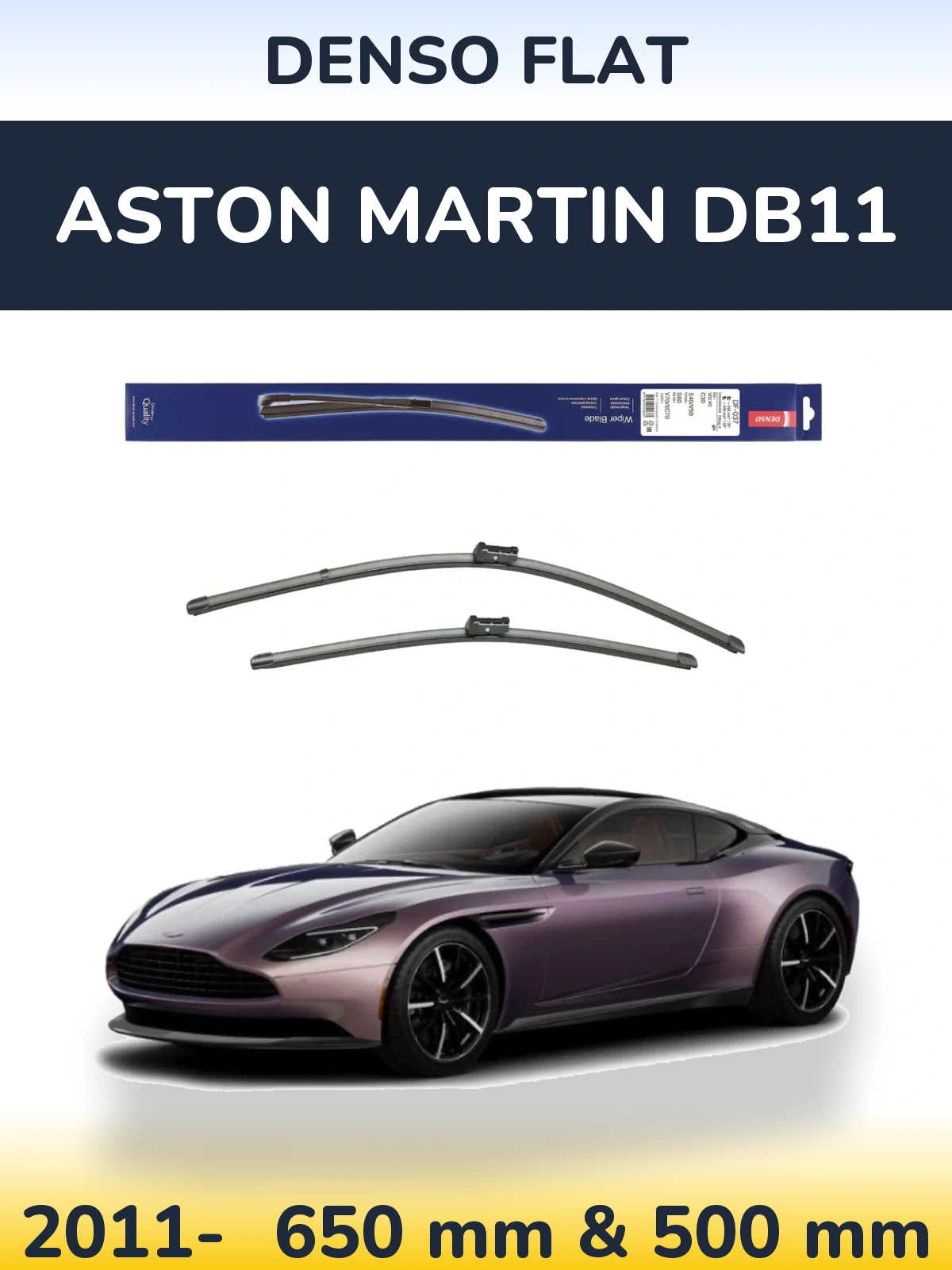 Комплект передніх щіток Denso Flat 650 & 500 мм для Aston Martin DB11 2011-2026