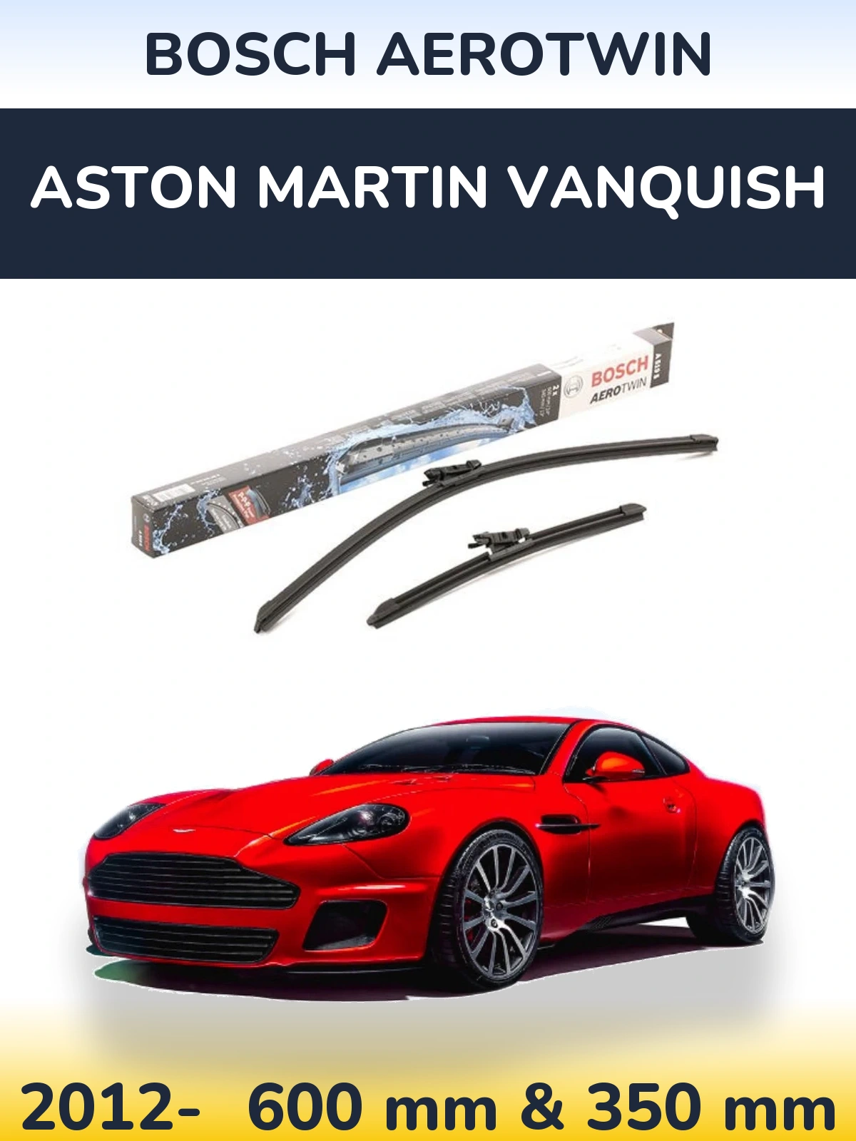 Комплект передніх щіток BOSCH AeroTwin 600 & 340 мм для Aston Martin Vanquish 2012-2026