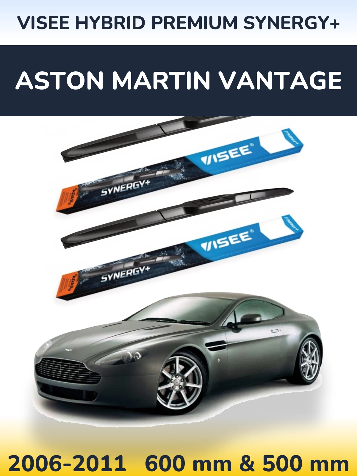 Комплект передних дворников VISEE HYBRID PREMIUM SYNERGY+ 600 & 500 мм для Aston Martin Vantage 2006-2011