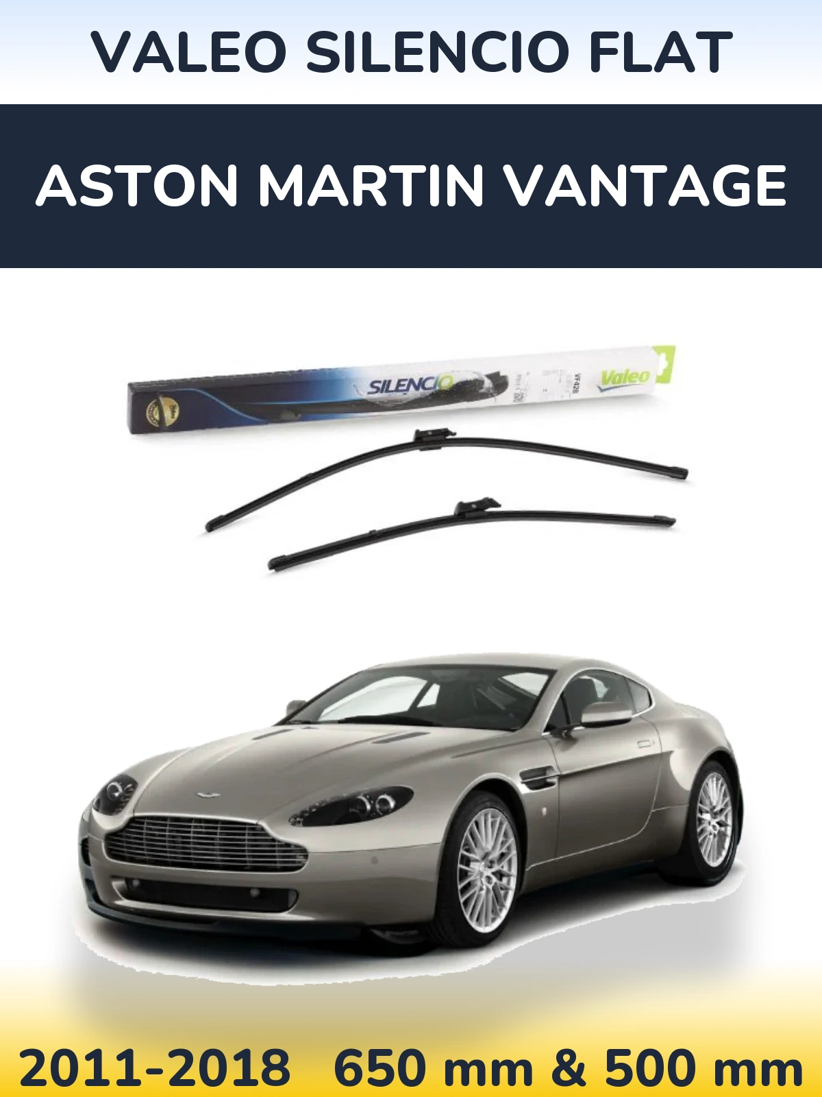Комплект передних дворников Valeo Silencio Flat 650 & 500 мм для Aston Martin Vantage 2011-2018
