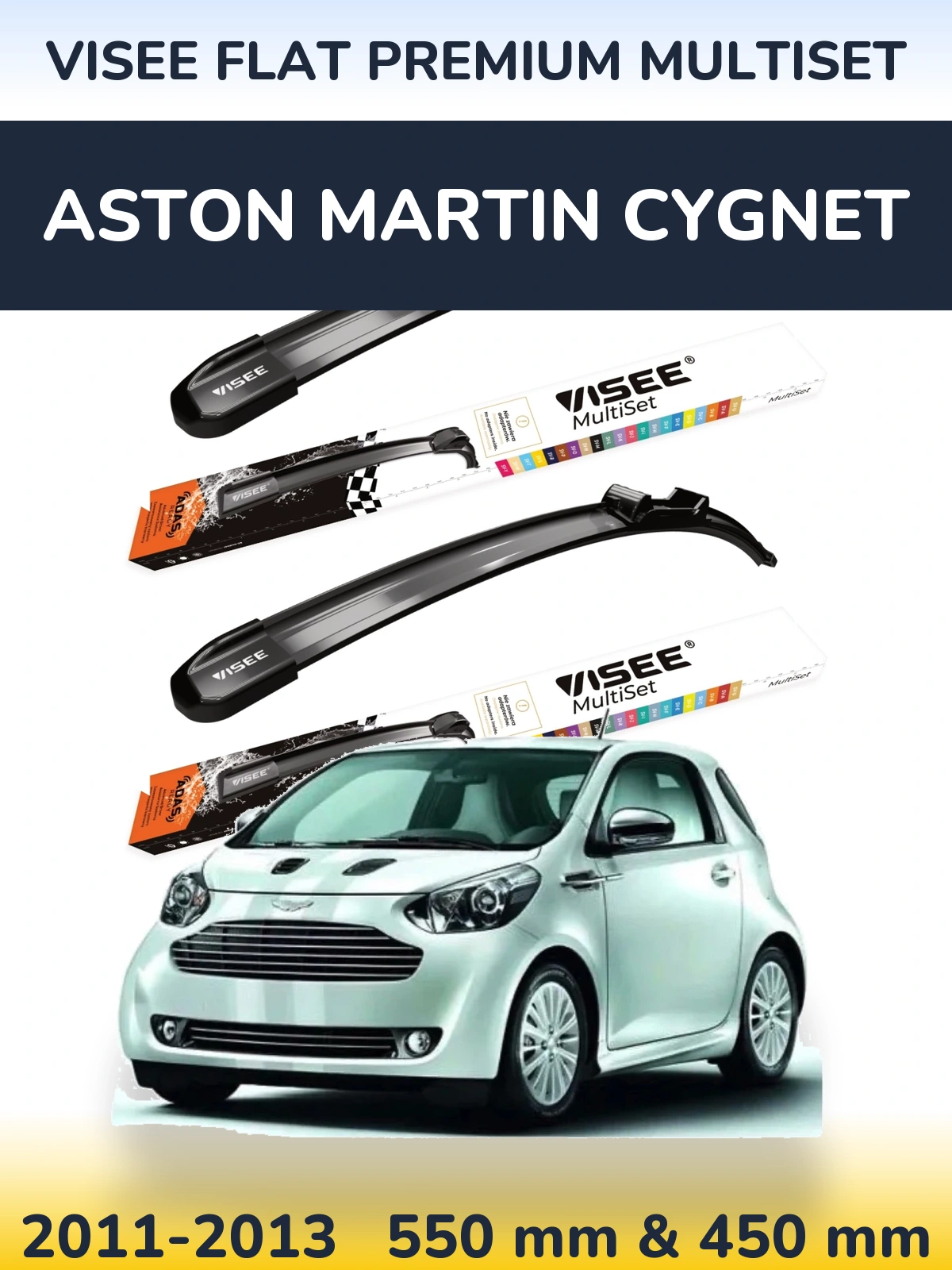 Torkarblad VISEE FLAT PREMIUM MultiSet för Aston Martin Cygnet