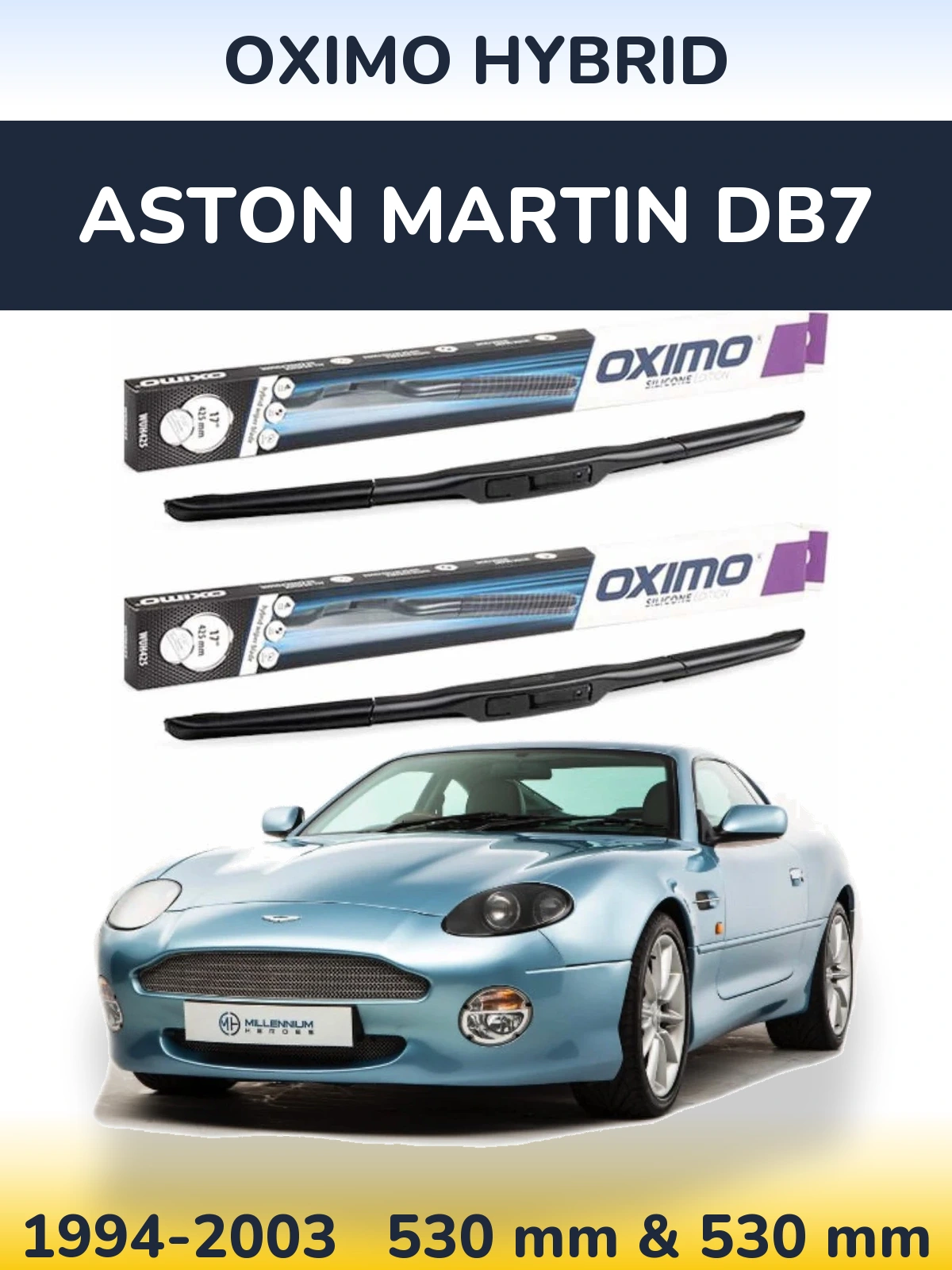 Комплект передних дворников Oximo Hybrid 530 & 530 мм для Aston Martin DB7 1994-2003