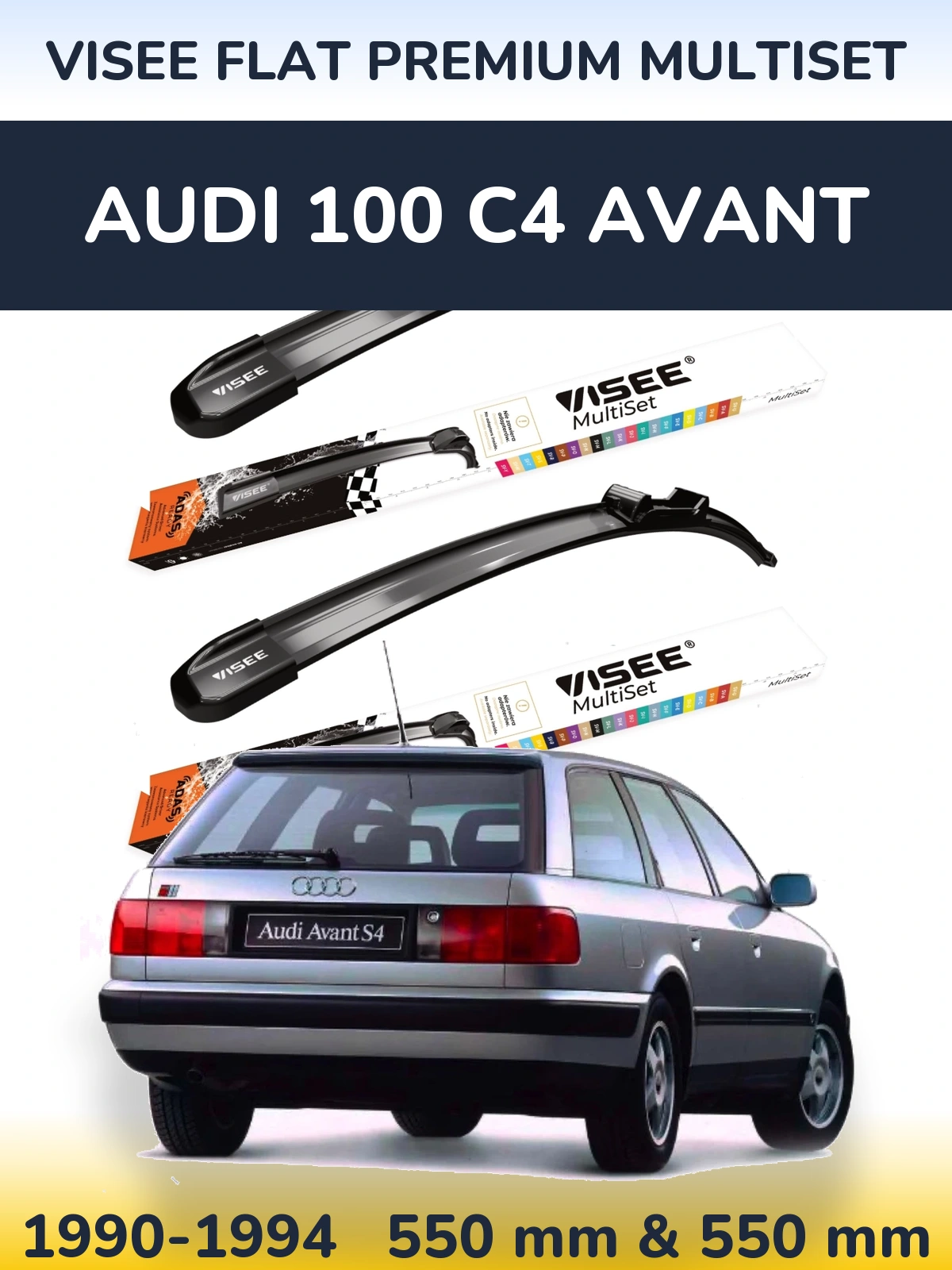 Torkarblad VISEE FLAT PREMIUM MultiSet för Audi 100 C4 Avant