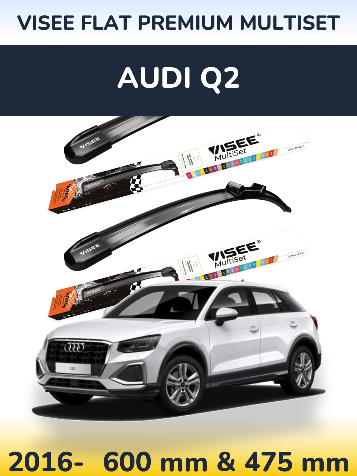 Torkarblad VISEE FLAT PREMIUM MultiSet för Audi Q2
