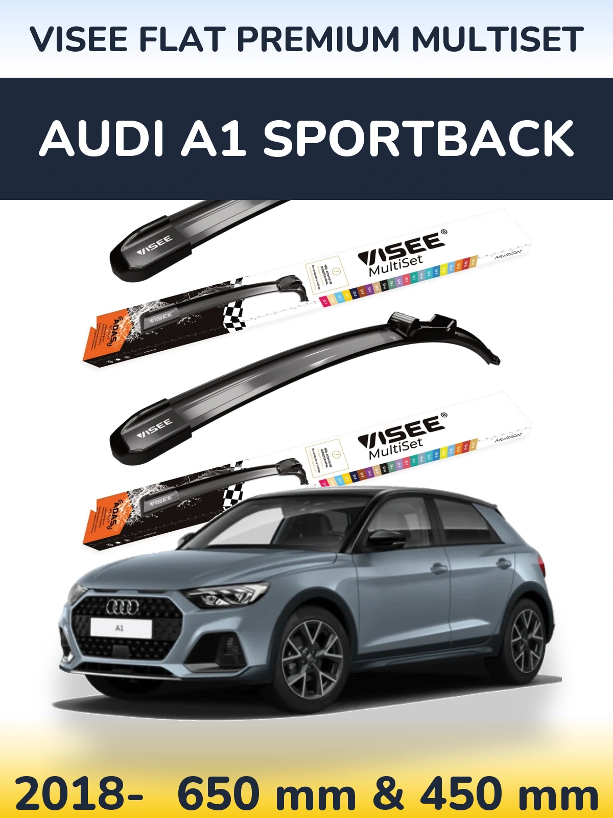 Torkarblad VISEE FLAT PREMIUM MultiSet för Audi A1 Sportback