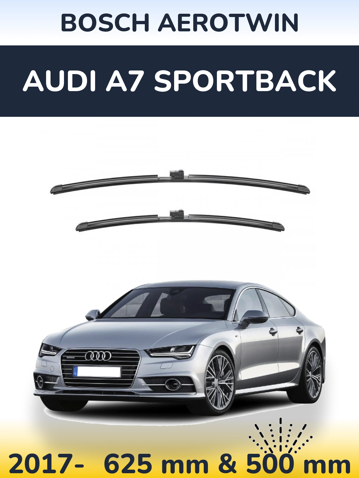 Комплект передних дворников BOSCH AeroTwin 625 & 500 мм для Audi A7 Sportback 2017-2026