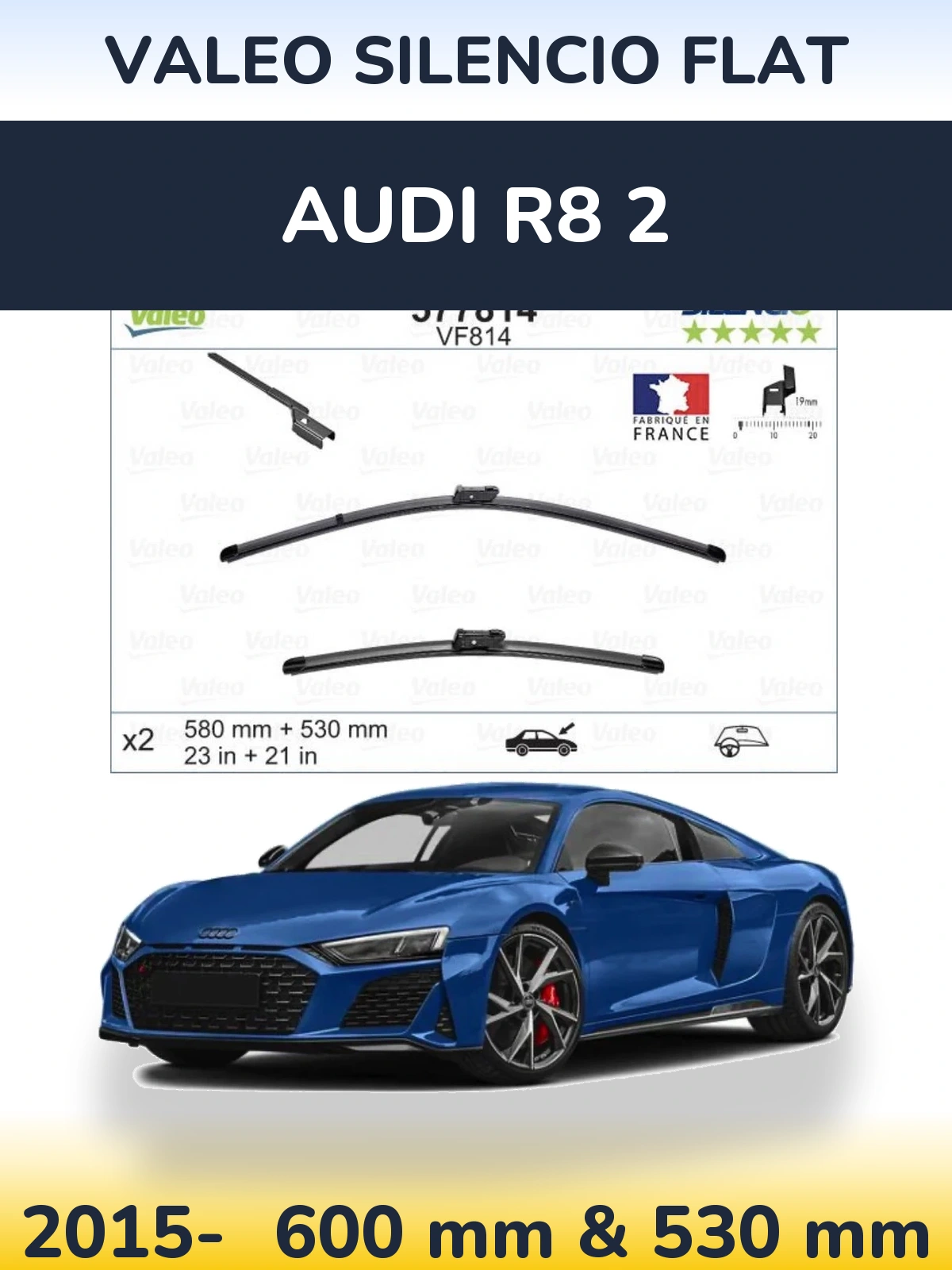 Torkarblad Valeo Silencio Flat för Audi R8 2