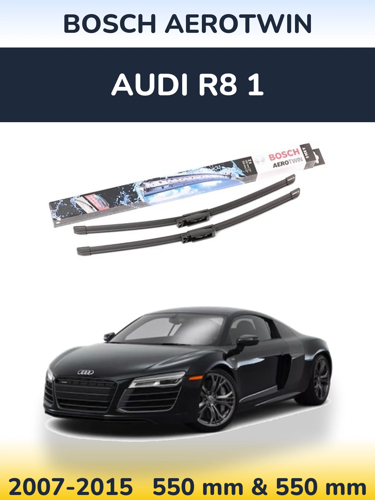 Комплект передніх щіток BOSCH AeroTwin 555 & 555 мм для Audi R8 1 2007-2015