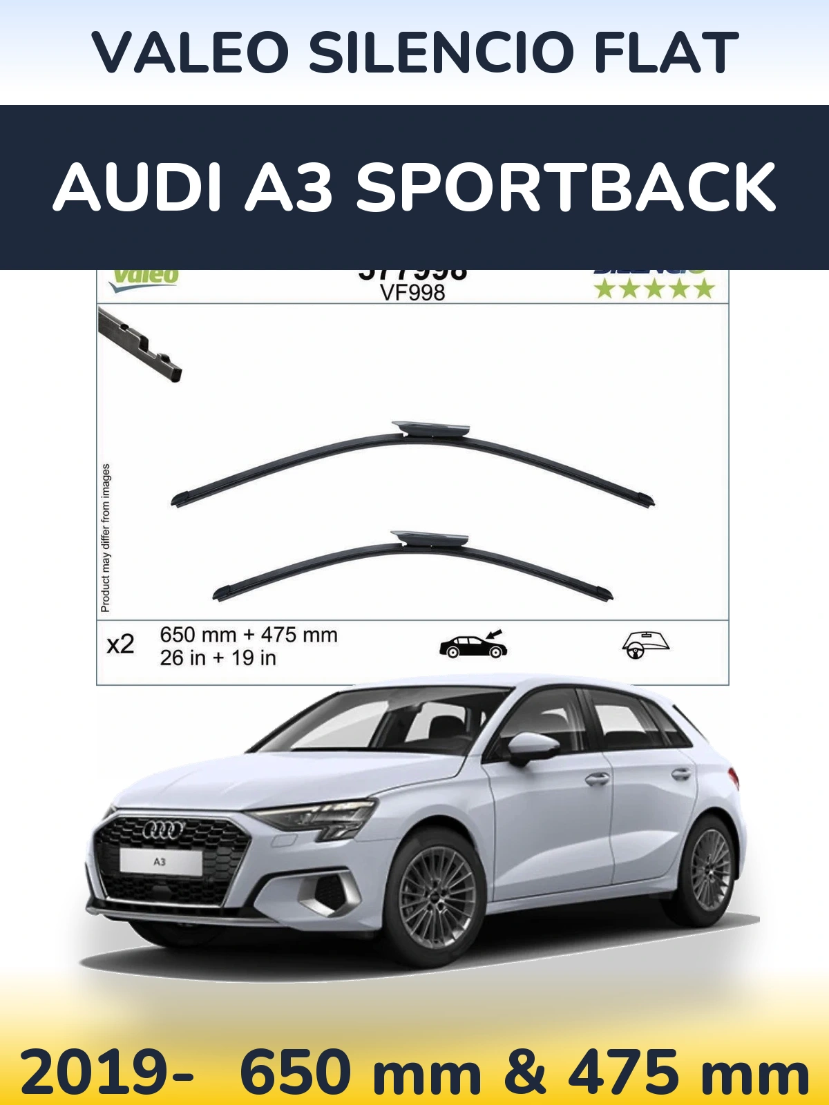 Torkarblad Valeo Silencio Flat för Audi A3 Sportback