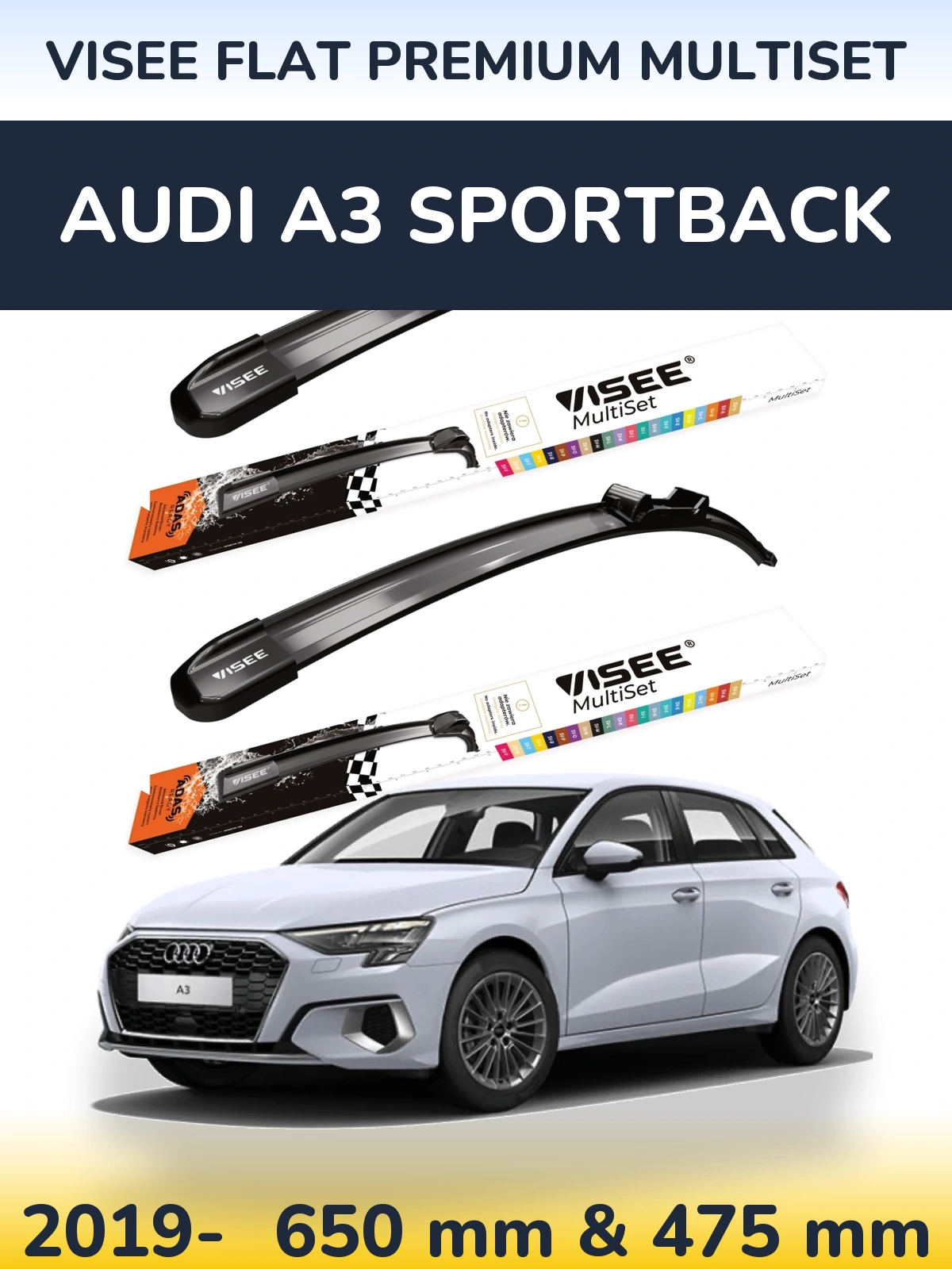 Torkarblad VISEE FLAT PREMIUM MultiSet för Audi A3 Sportback