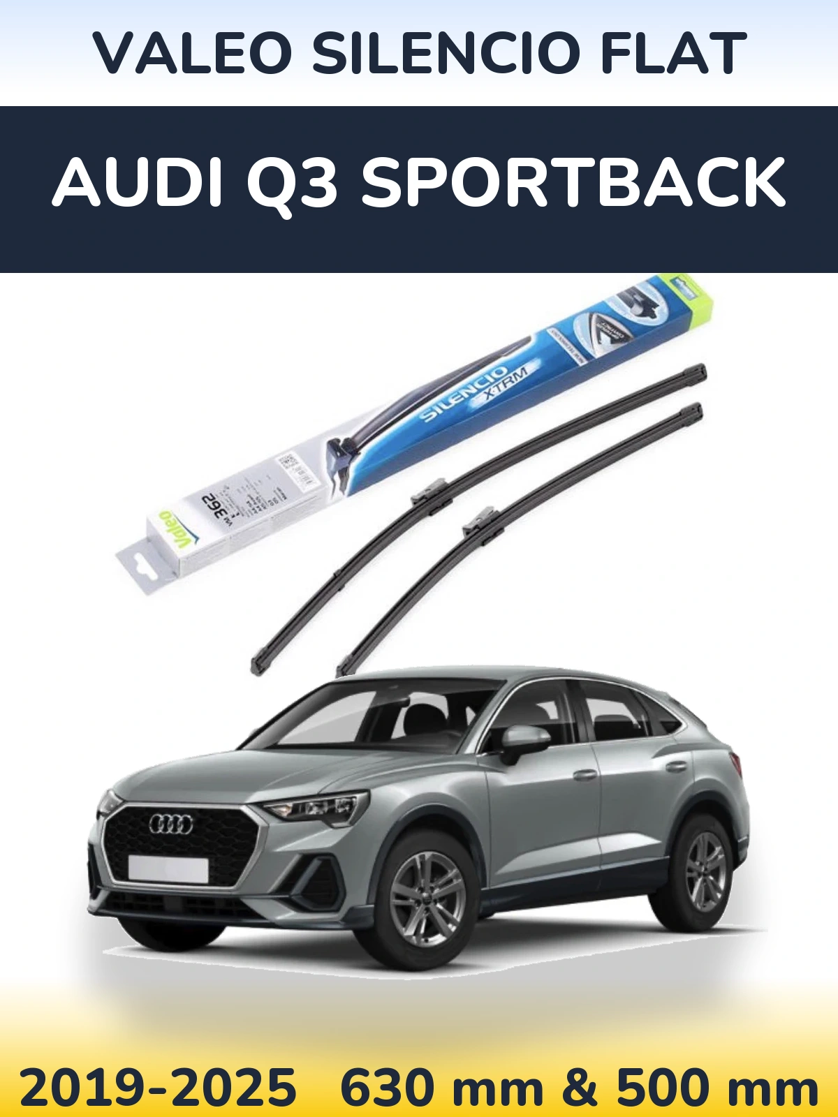 Комплект передніх щіток Valeo Silencio Flat 600 & 500 мм для Audi Q3 Sportback 2019-2025