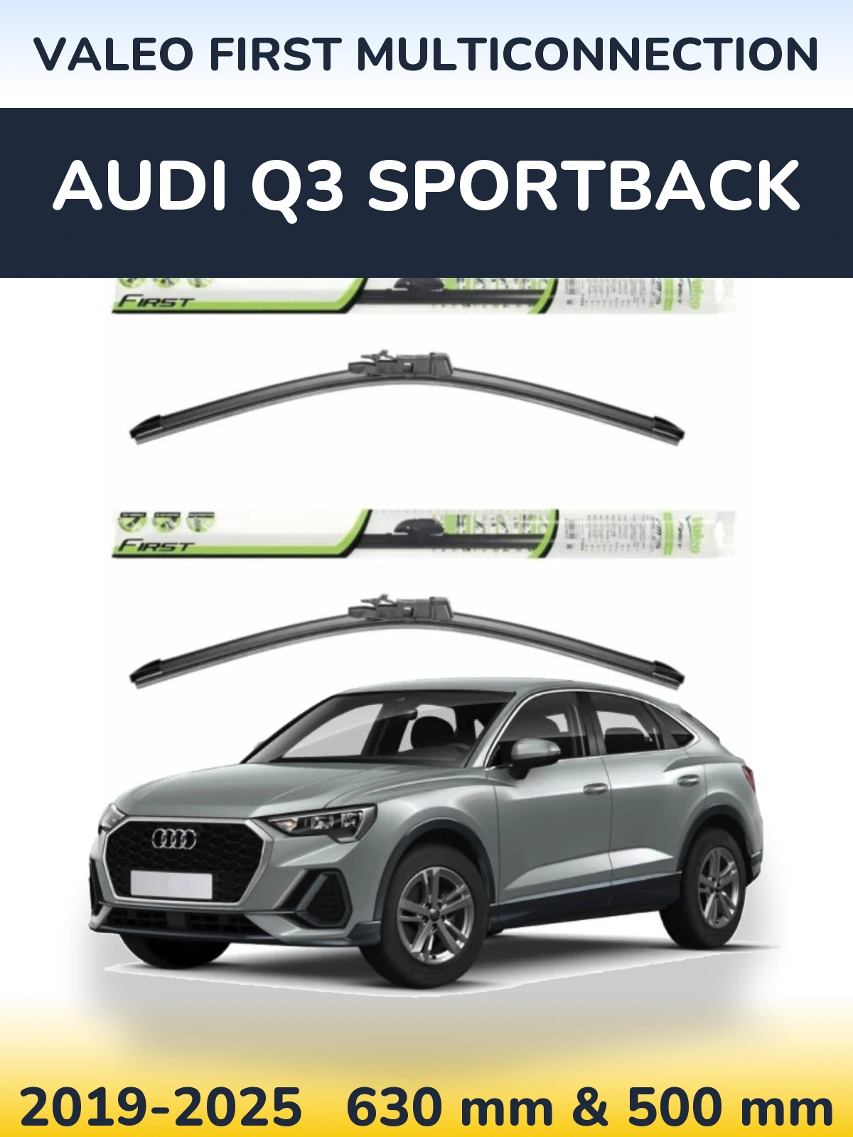 Комплект передних дворников Valeo First MultiConnection 600 & 500 мм для Audi Q3 Sportback 2019-2025