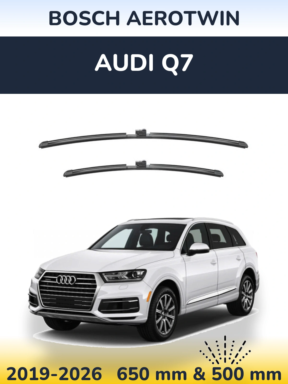 Комплект передніх щіток BOSCH AeroTwin 650 & 500 мм для Audi Q7 2019-2026