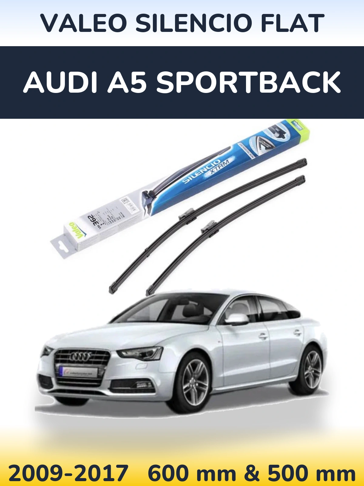 Комплект передних дворников Valeo Silencio Flat 600 & 500 мм для Audi A5 Sportback 2009-2017