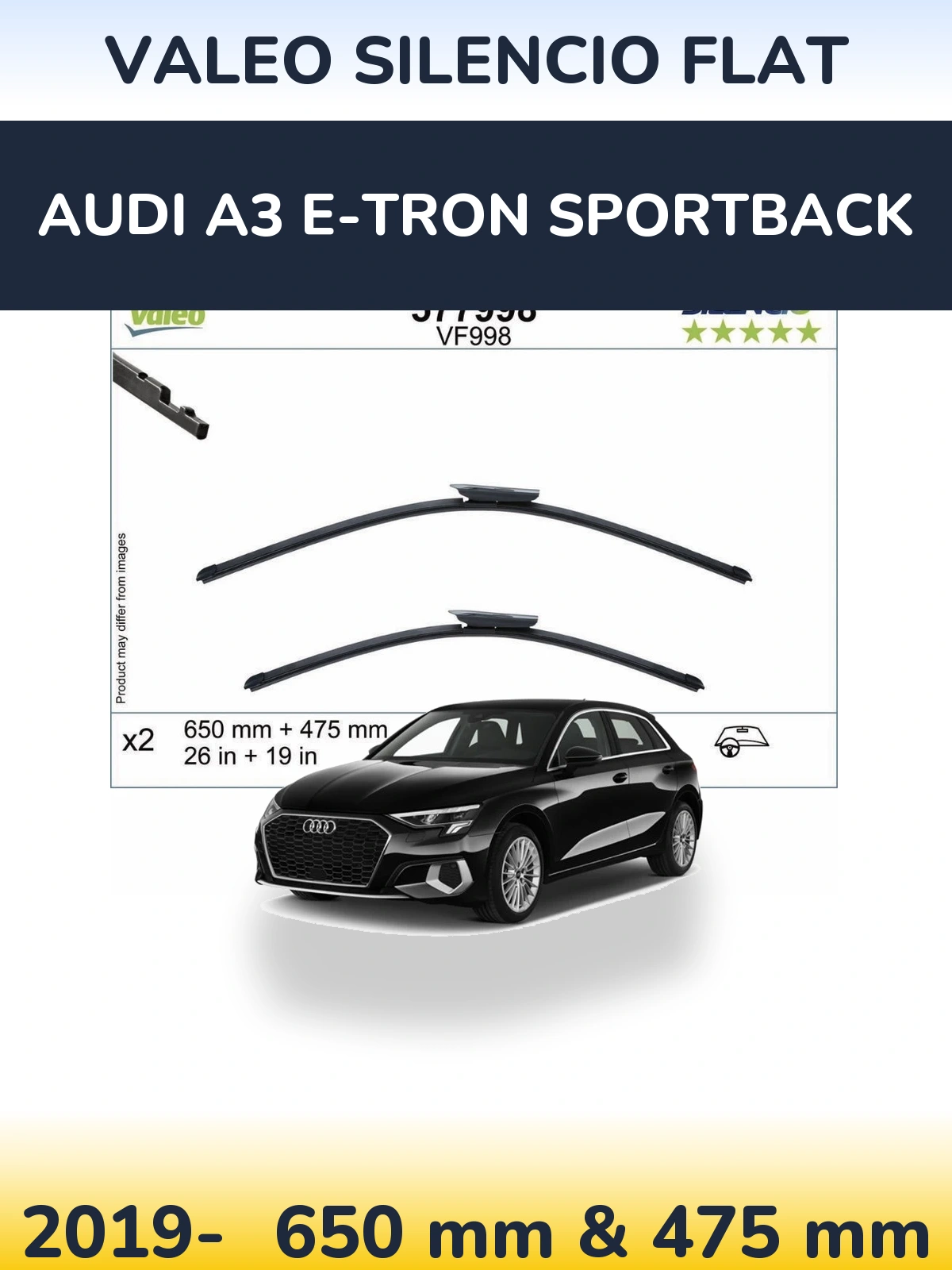 Torkarblad Valeo Silencio Flat för Audi A3 e-tron Sportback