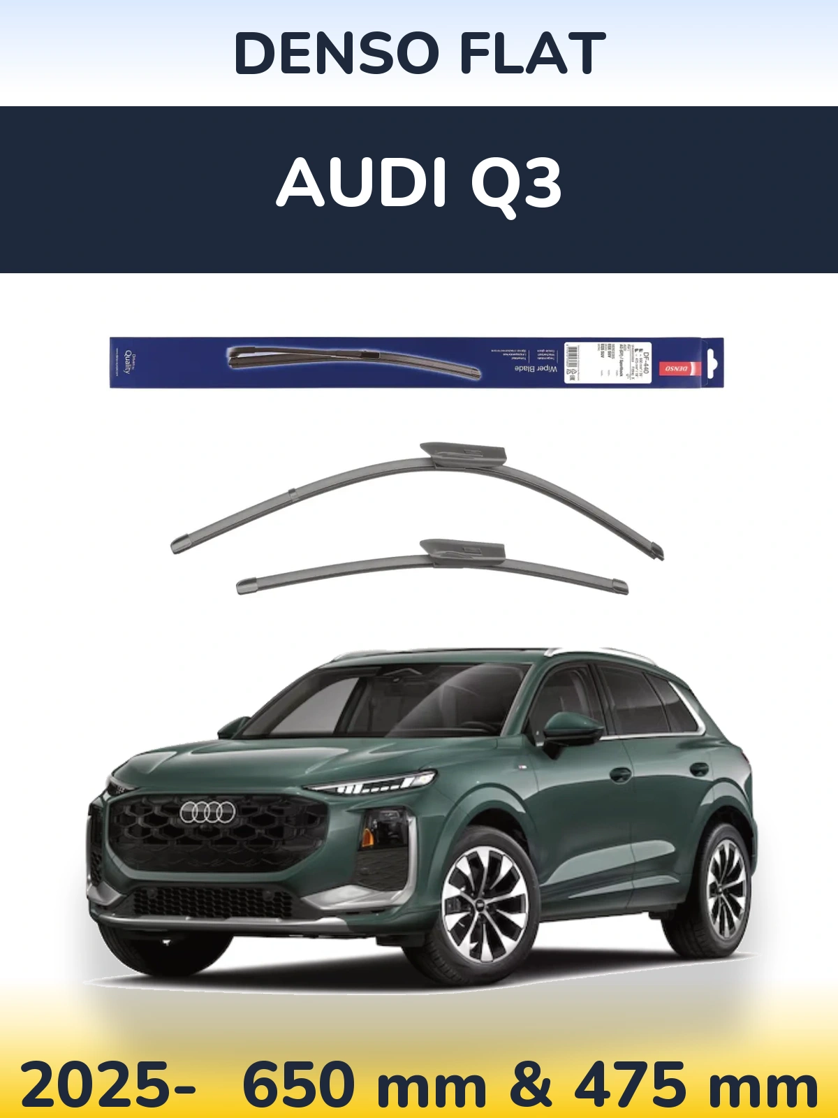 Комплект передніх щіток Denso Flat 650 & 475 мм для Audi Q3 2025-2026