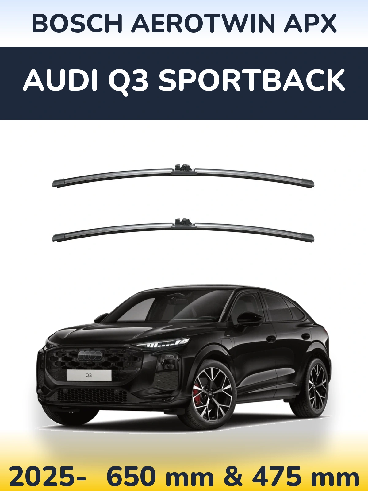 Комплект передних дворников BOSCH AeroTwin APX 650 & 475 мм для Audi Q3 Sportback 2025-2026
