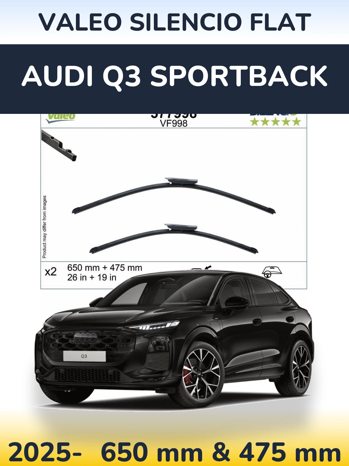 Torkarblad Valeo Silencio Flat för Audi Q3 Sportback