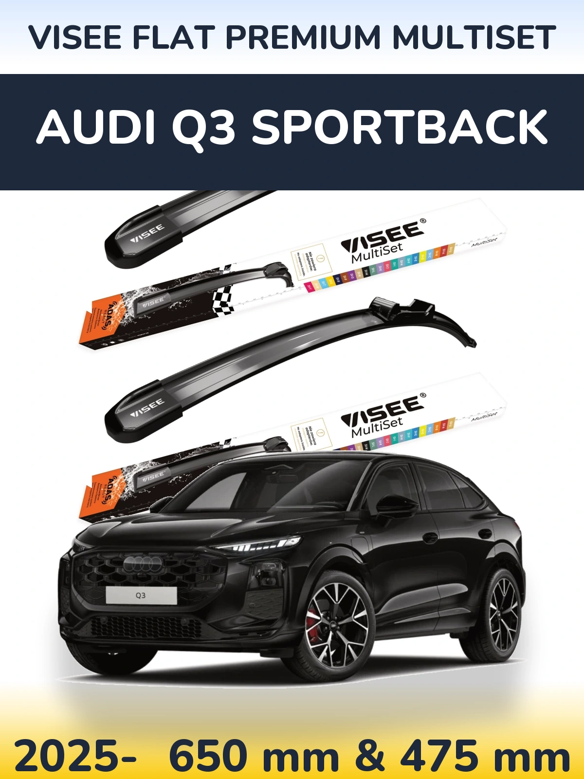 Torkarblad VISEE FLAT PREMIUM MultiSet för Audi Q3 Sportback