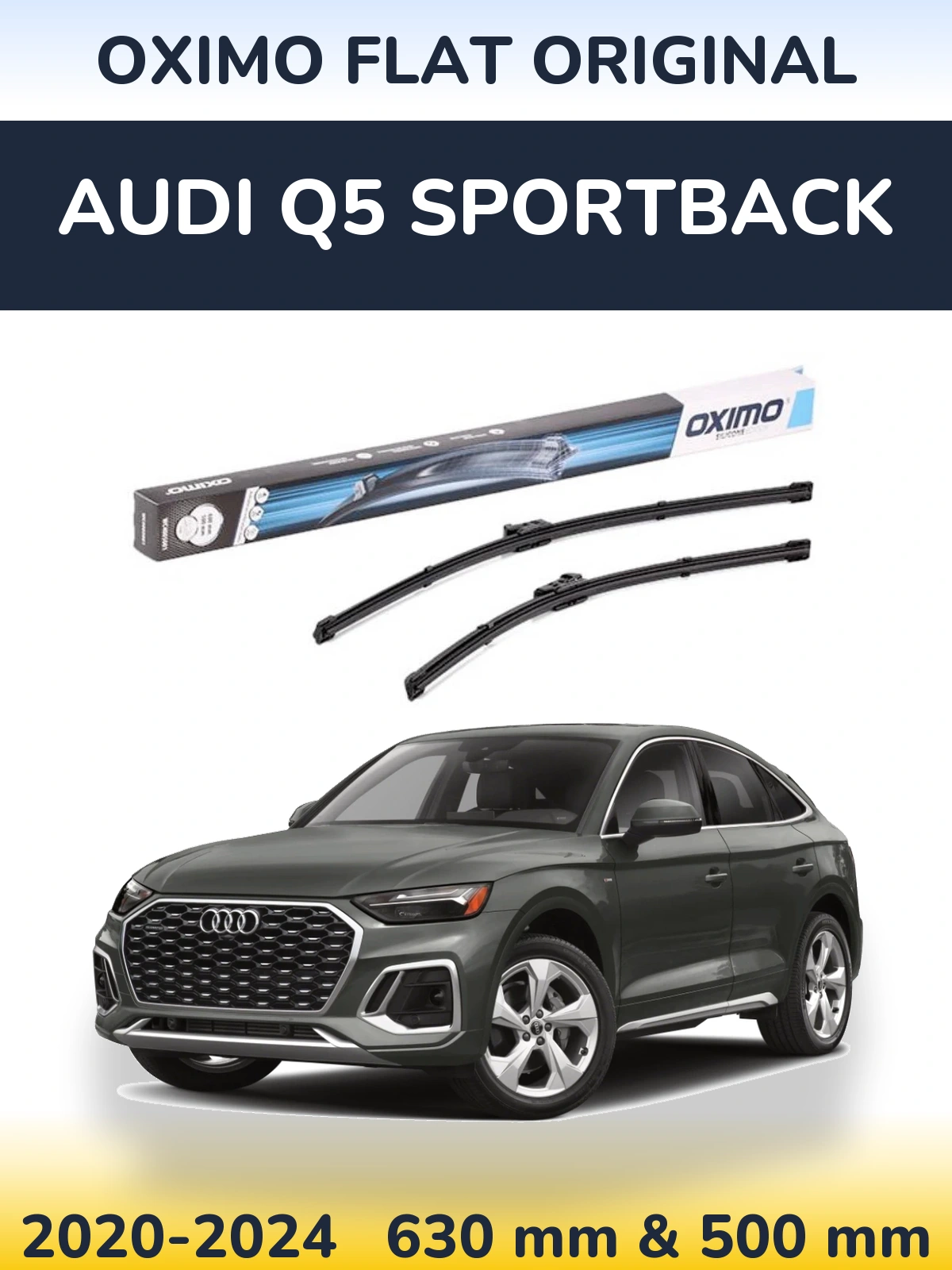 Комплект передніх щіток Oximo Flat Original 600 & 500 мм для Audi Q5 Sportback 2020-2024