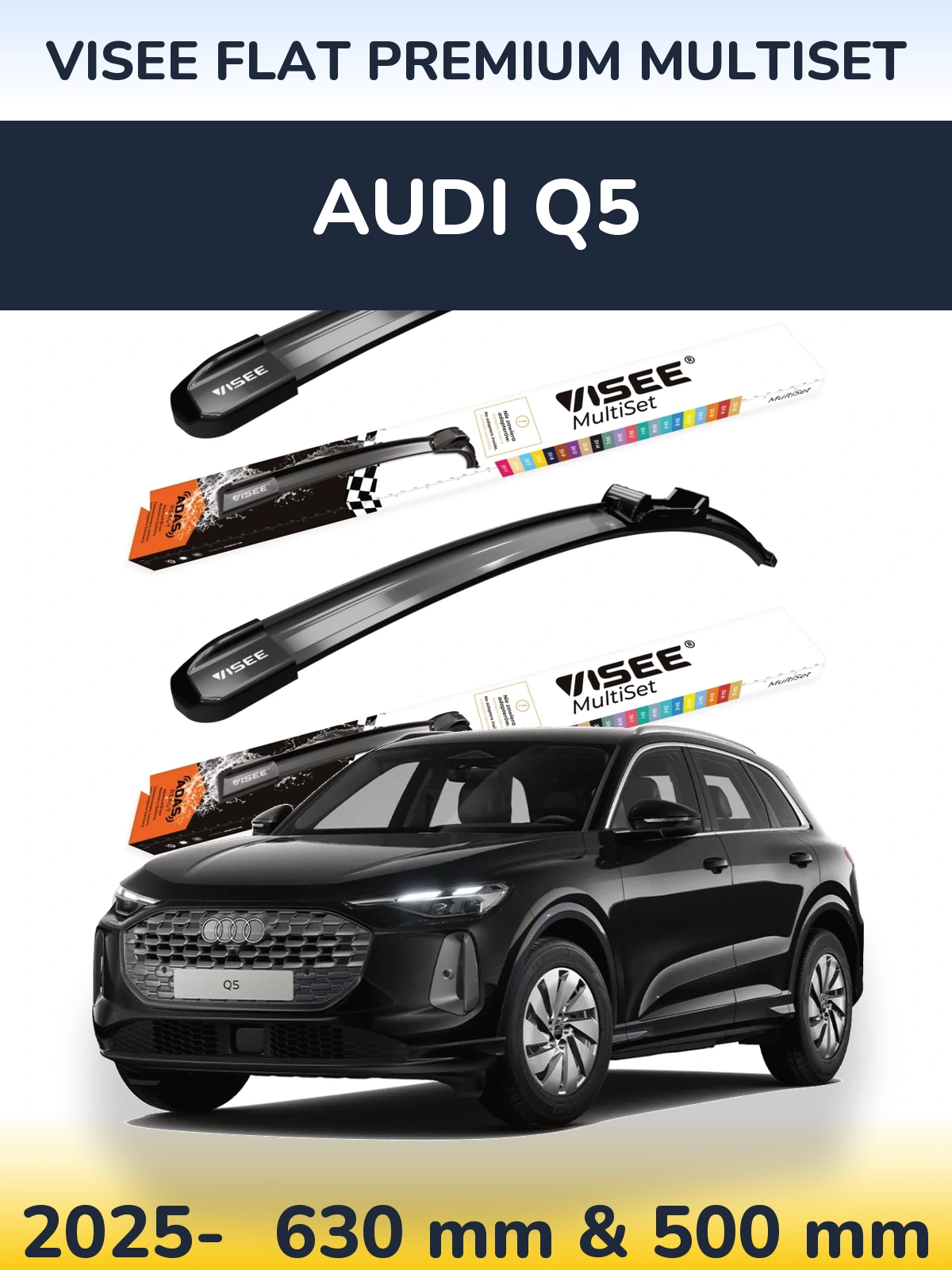 Комплект передних дворников VISEE FLAT PREMIUM MultiSet 630 & 500 мм для Audi Q5 2025-2026