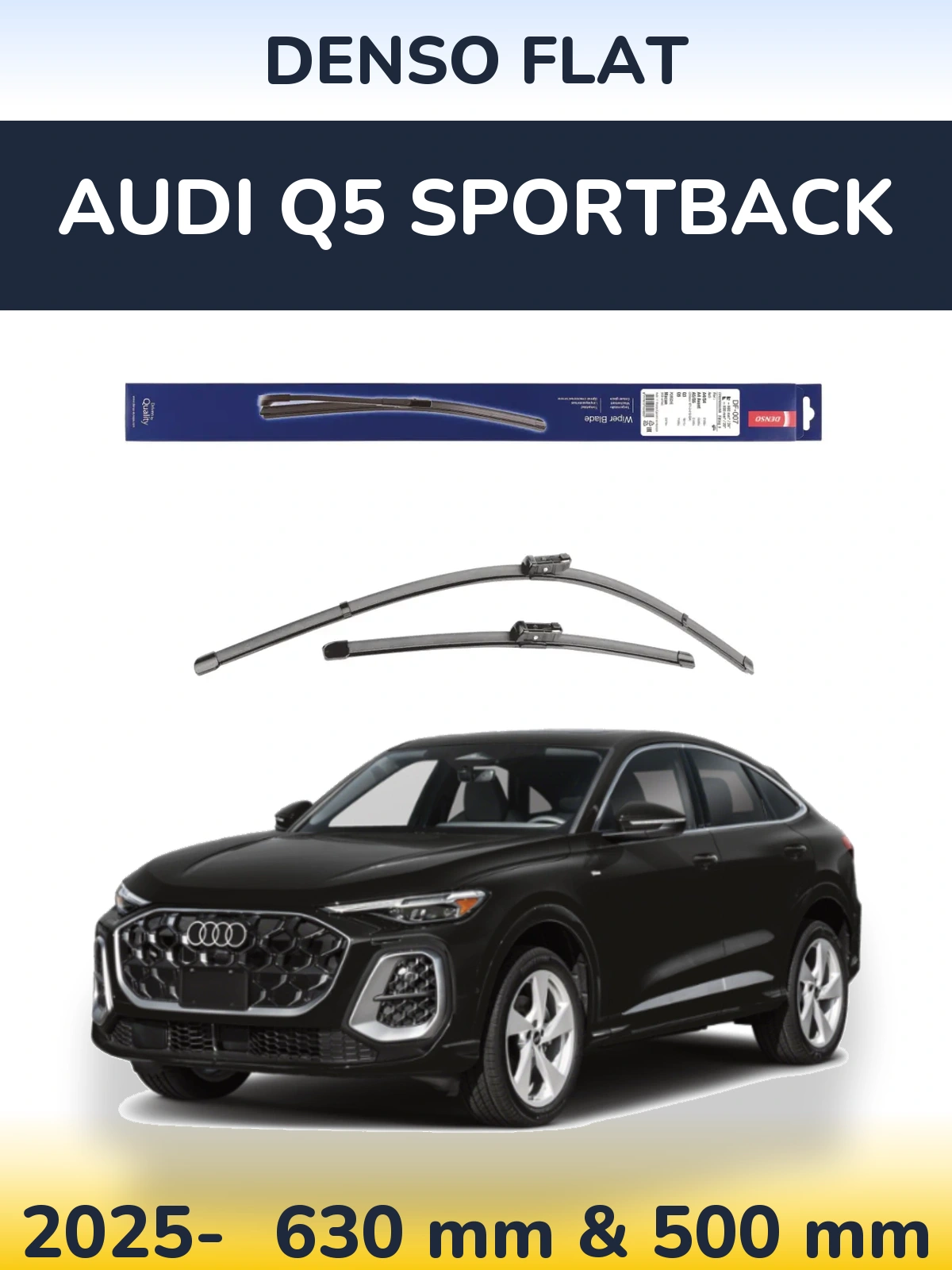Front wiper blade set Denso Flat 600 & 500 mm for Audi Q5 Sportback 2025-2026