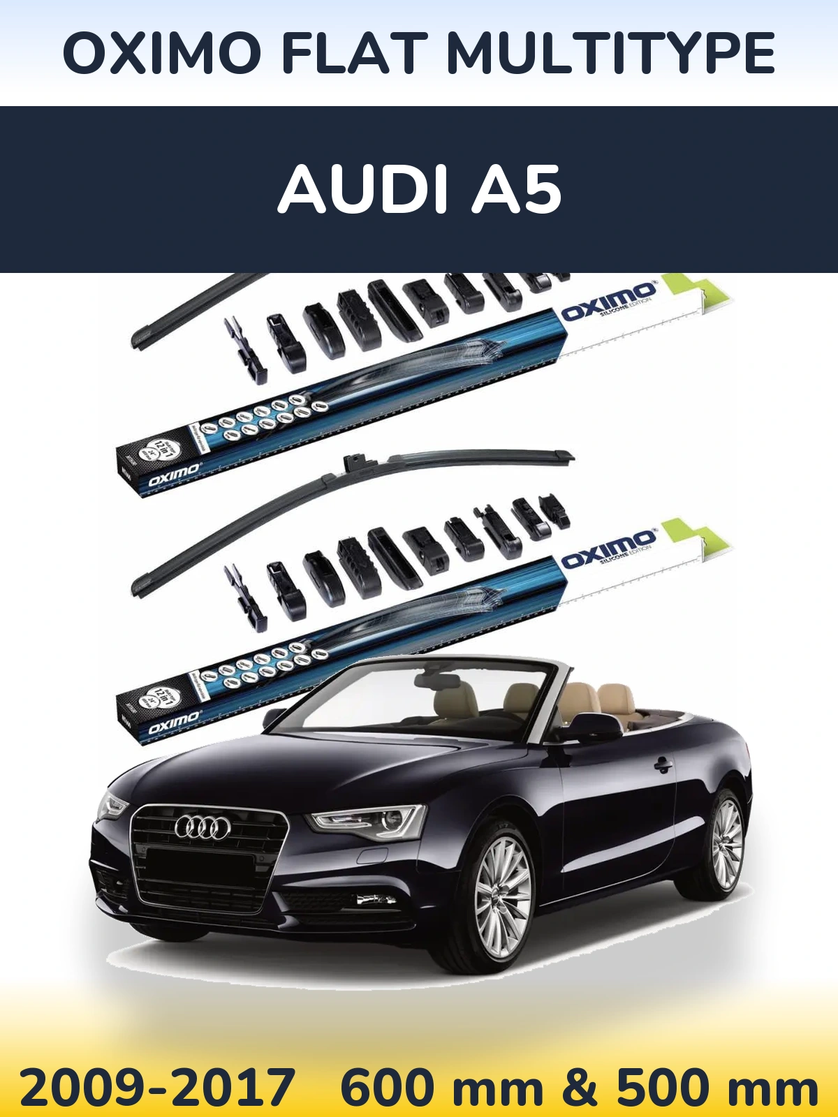 Комплект передніх щіток Oximo Flat MultiТипe 600 & 500 мм для Audi A5 2009-2017