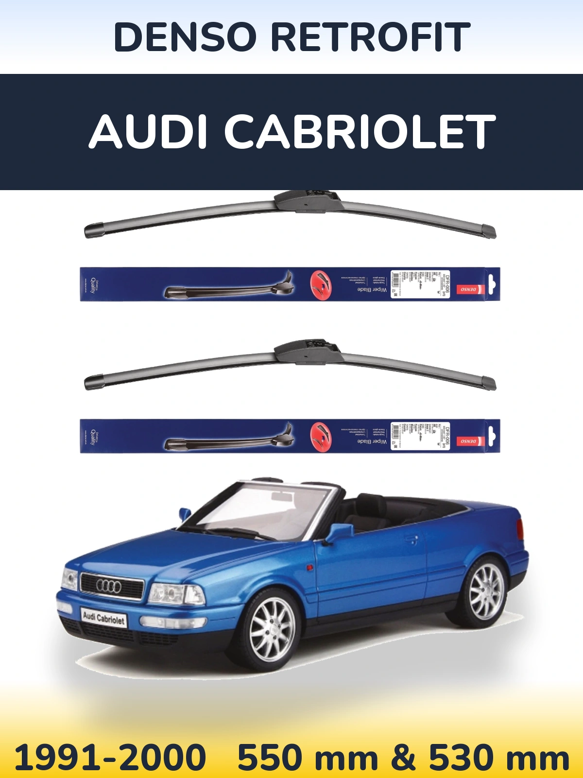 Комплект передних дворников Denso Retrofit 550 & 530 мм для Audi Cabriolet 1991-2000