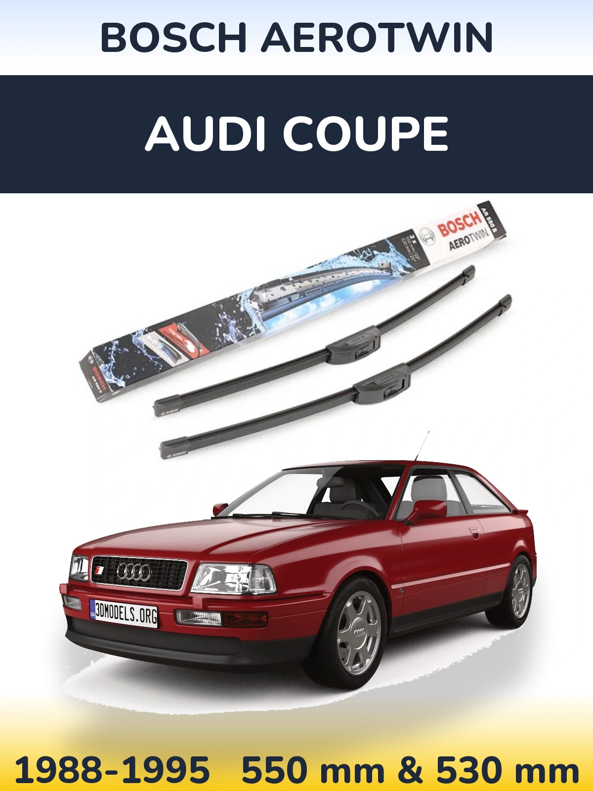 Комплект передніх щіток BOSCH AeroTwin 550 & 530 мм для Audi Coupe 1988-1995