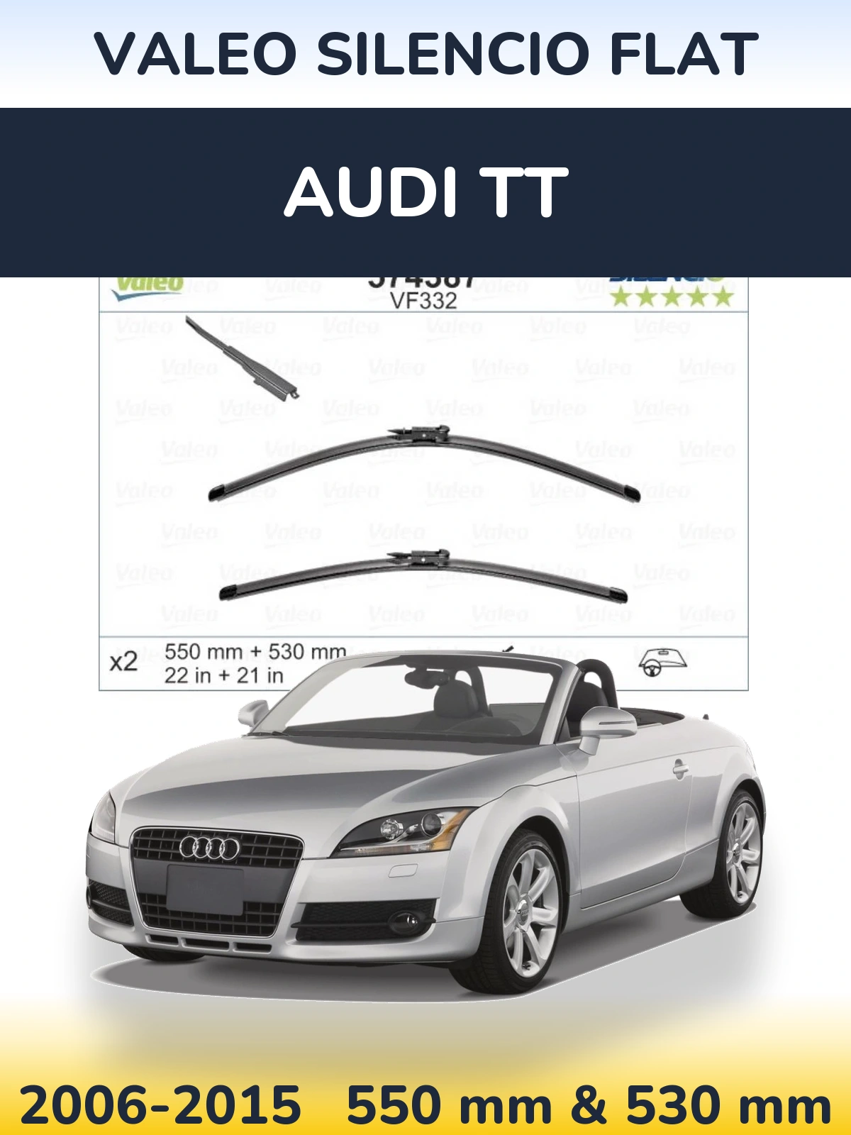Комплект передних дворников Valeo Silencio Flat 550 & 530 мм для Audi TT 2006-2015