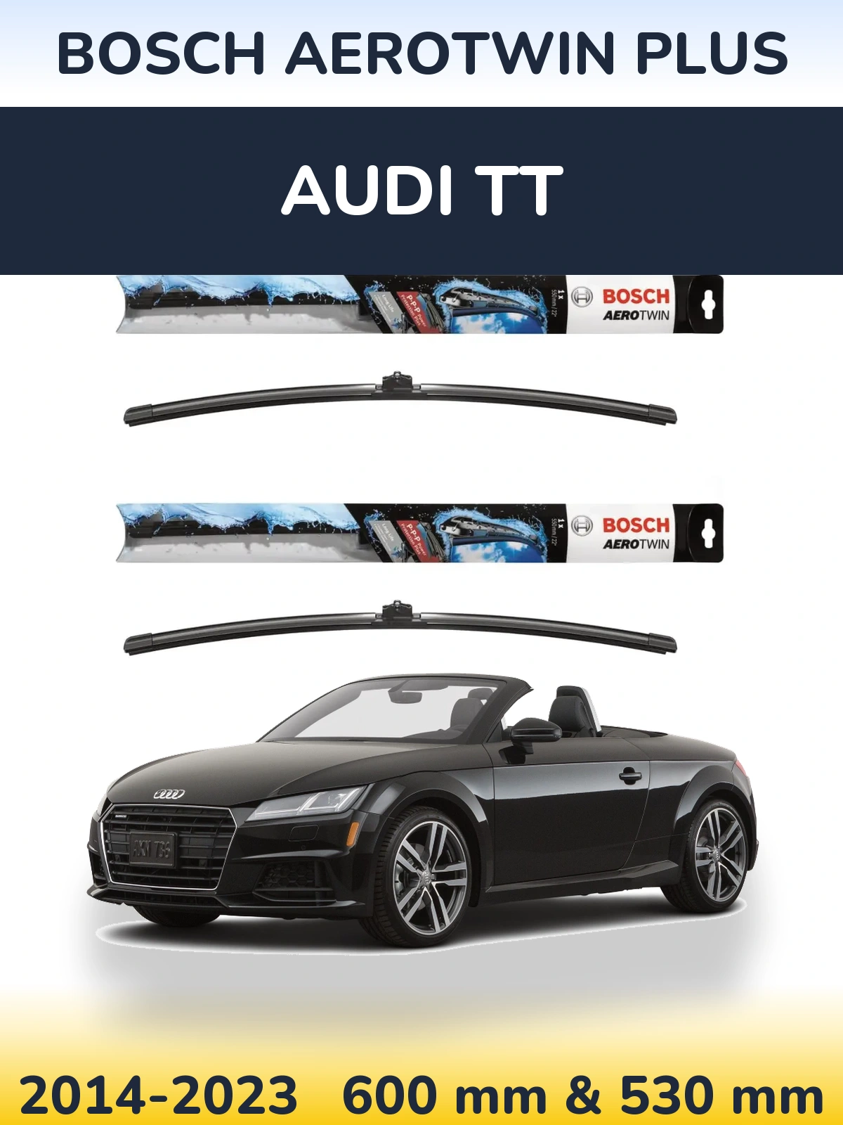 Комплект передних дворников BOSCH AeroTwin Plus 600 & 530 мм для Audi TT 2014-2023
