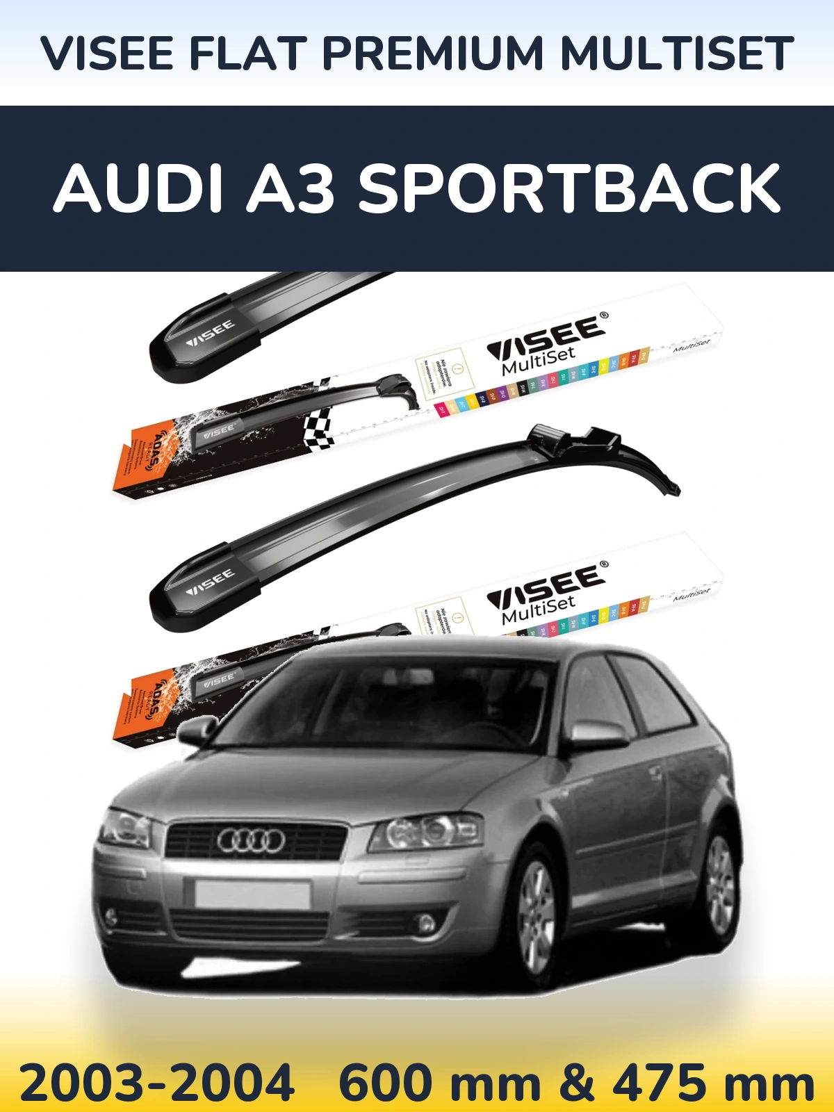 Torkarblad VISEE FLAT PREMIUM MultiSet för Audi A3 Sportback