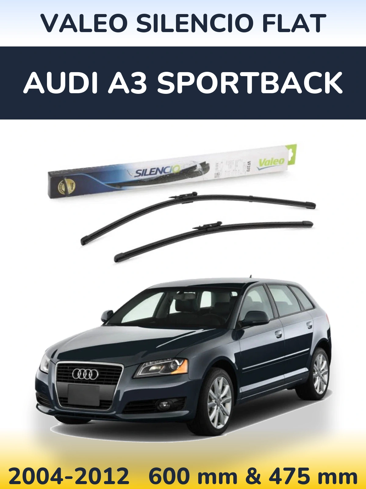 Комплект передних дворников Valeo Silencio Flat 600 & 475 мм для Audi A3 Sportback 2004-2012