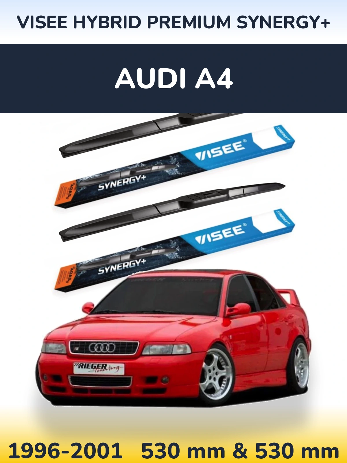 Комплект передних дворников VISEE HYBRID PREMIUM SYNERGY+ 530 & 530 мм для Audi A4 1996-2001