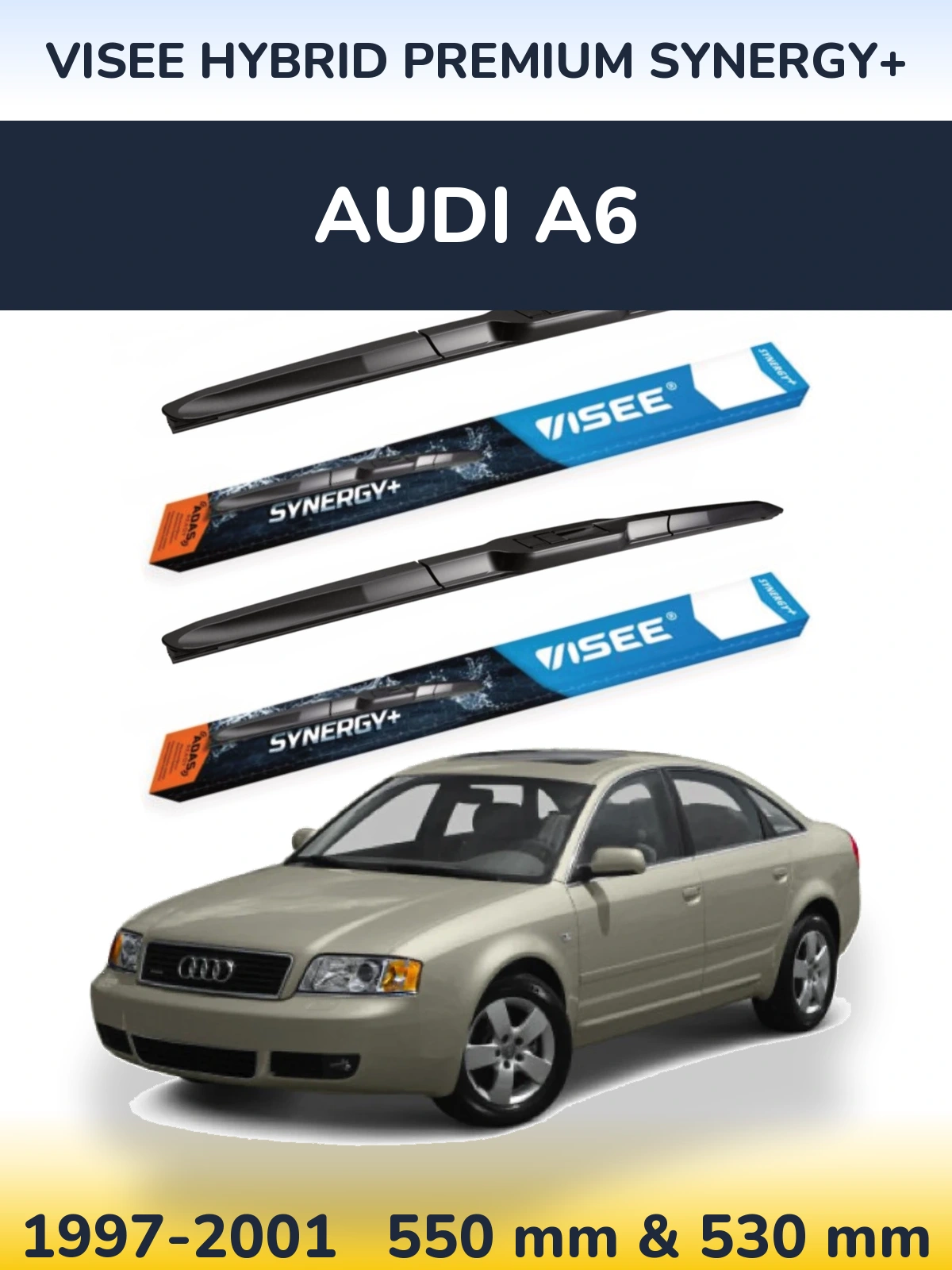 Комплект передніх щіток VISEE HYBRID PREMIUM SYNERGY+ 550 & 530 мм для Audi A6 1997-2001