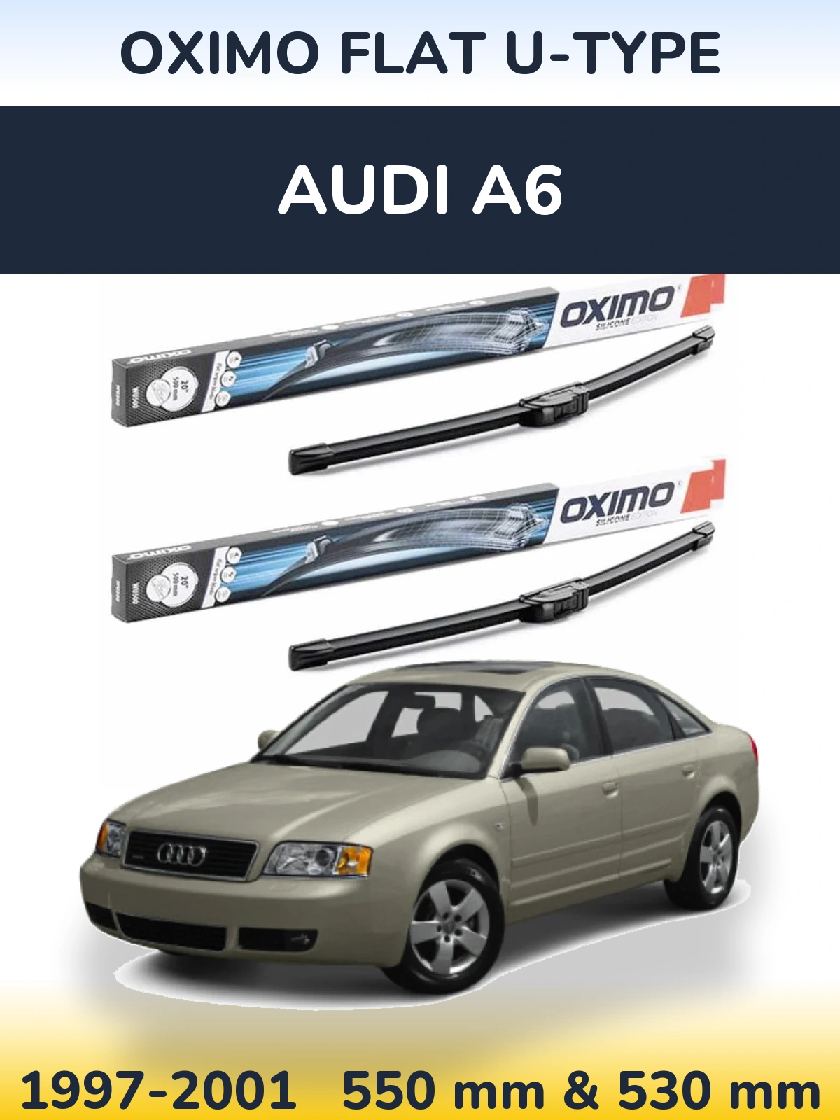 Комплект передних дворников Oximo Flat U-type 550 & 530 мм для Audi A6 1997-2001