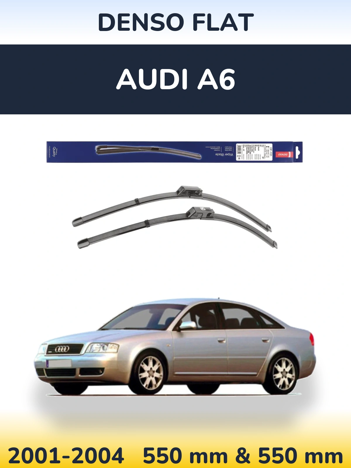 Front wiper blade set Denso Flat 550 & 550 mm for Audi A6 2001-2004