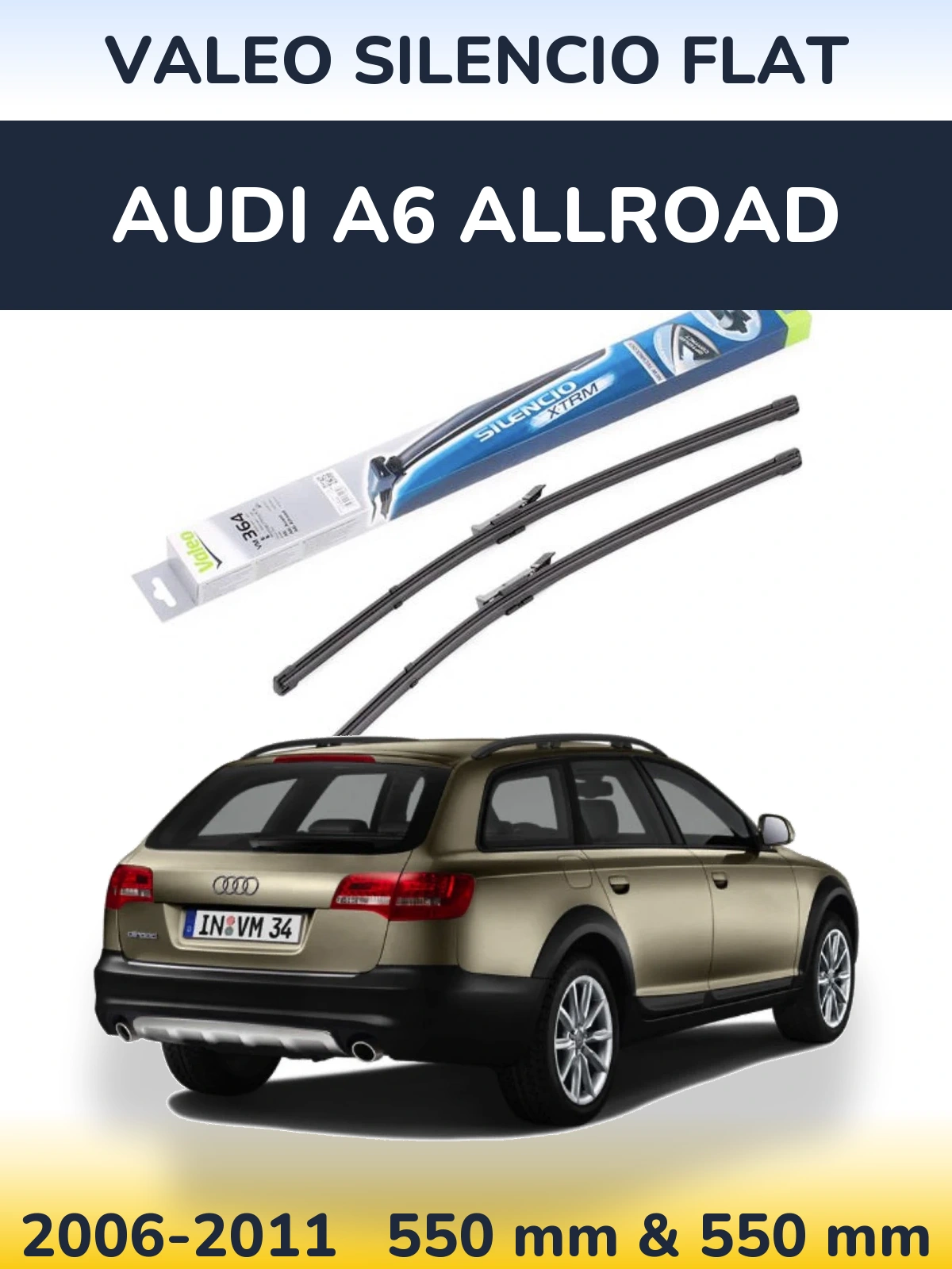 Комплект передних дворников Valeo Silencio Flat 550 & 550 мм для Audi A6 Allroad 2006-2011