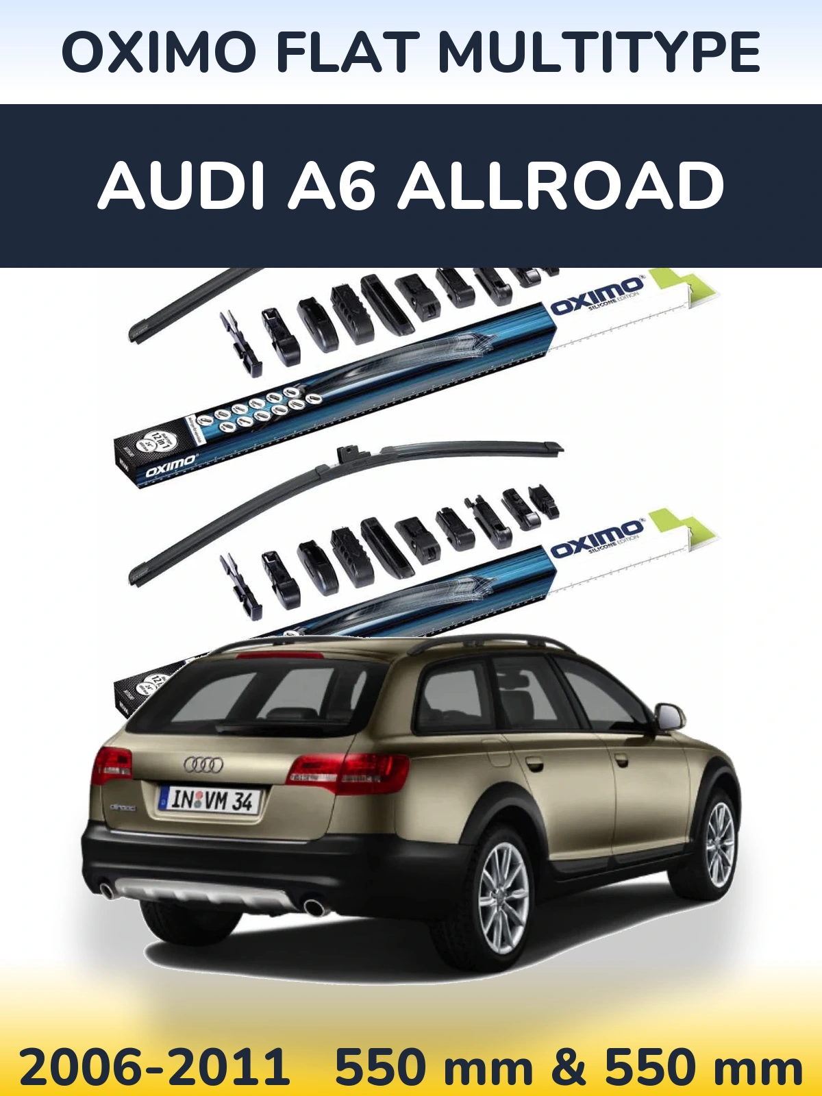 Комплект передних дворников Oximo Flat MultiТипe 550 & 550 мм для Audi A6 Allroad 2006-2011